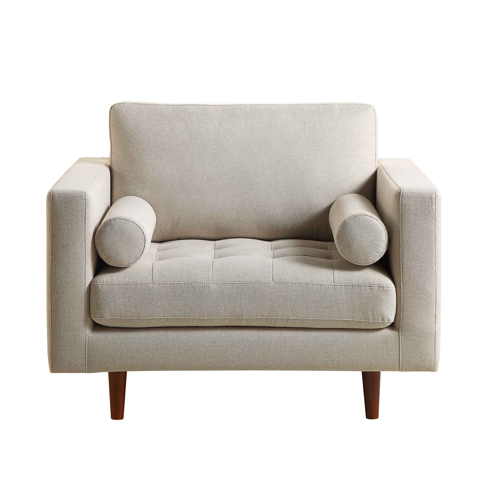 Henrietta Armchair, Beige Woven Fabric - Image 4
