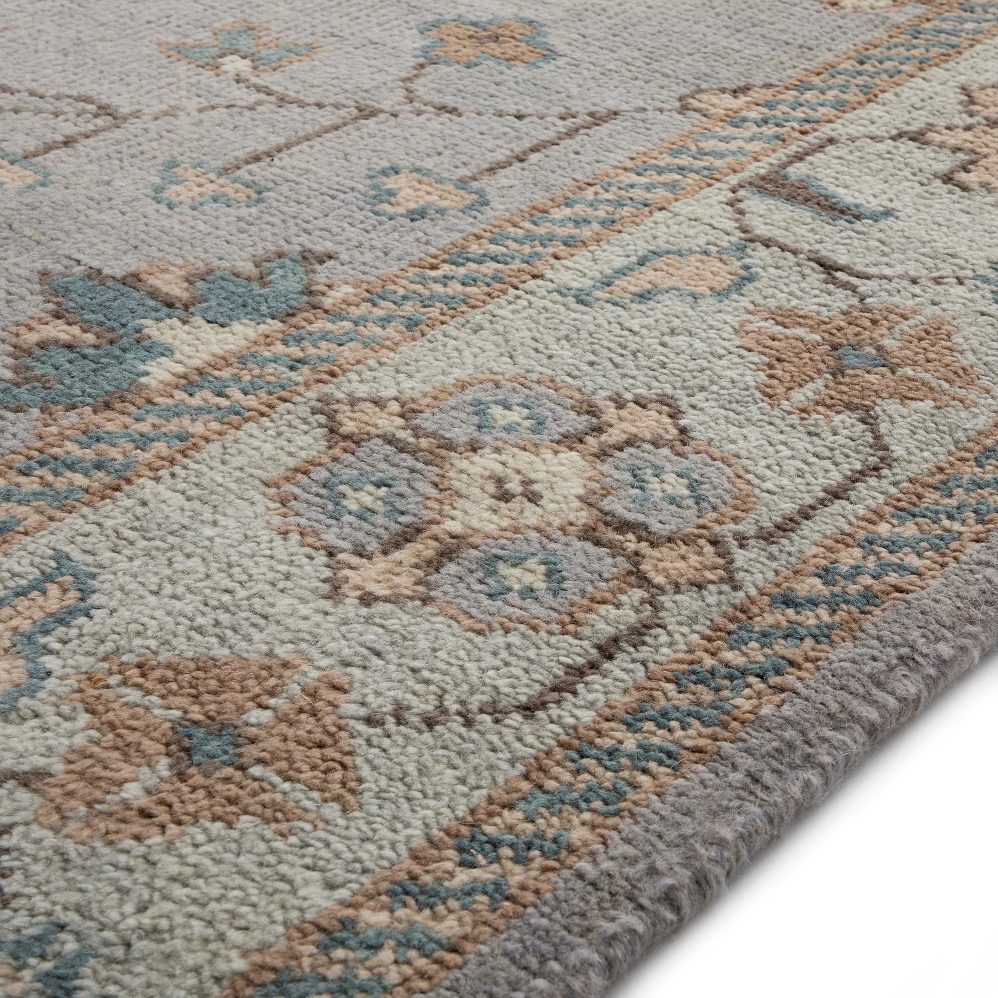 Premium Hand-Knotted Heritage Collection Florentine Ice Blue New Zealand Wool Rug - Image 5
