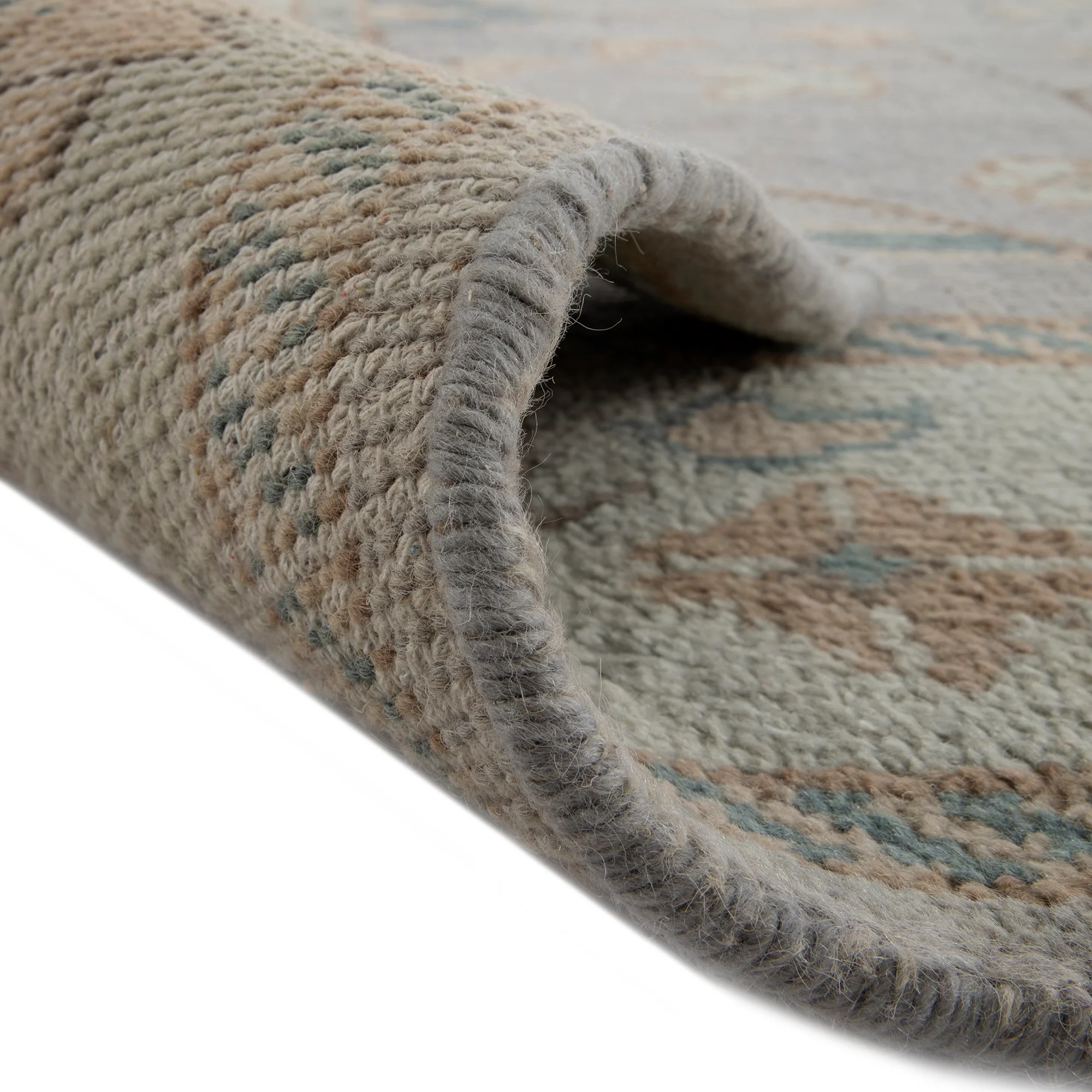 Premium Hand-Knotted Heritage Collection Florentine Ice Blue New Zealand Wool Rug - Image 8