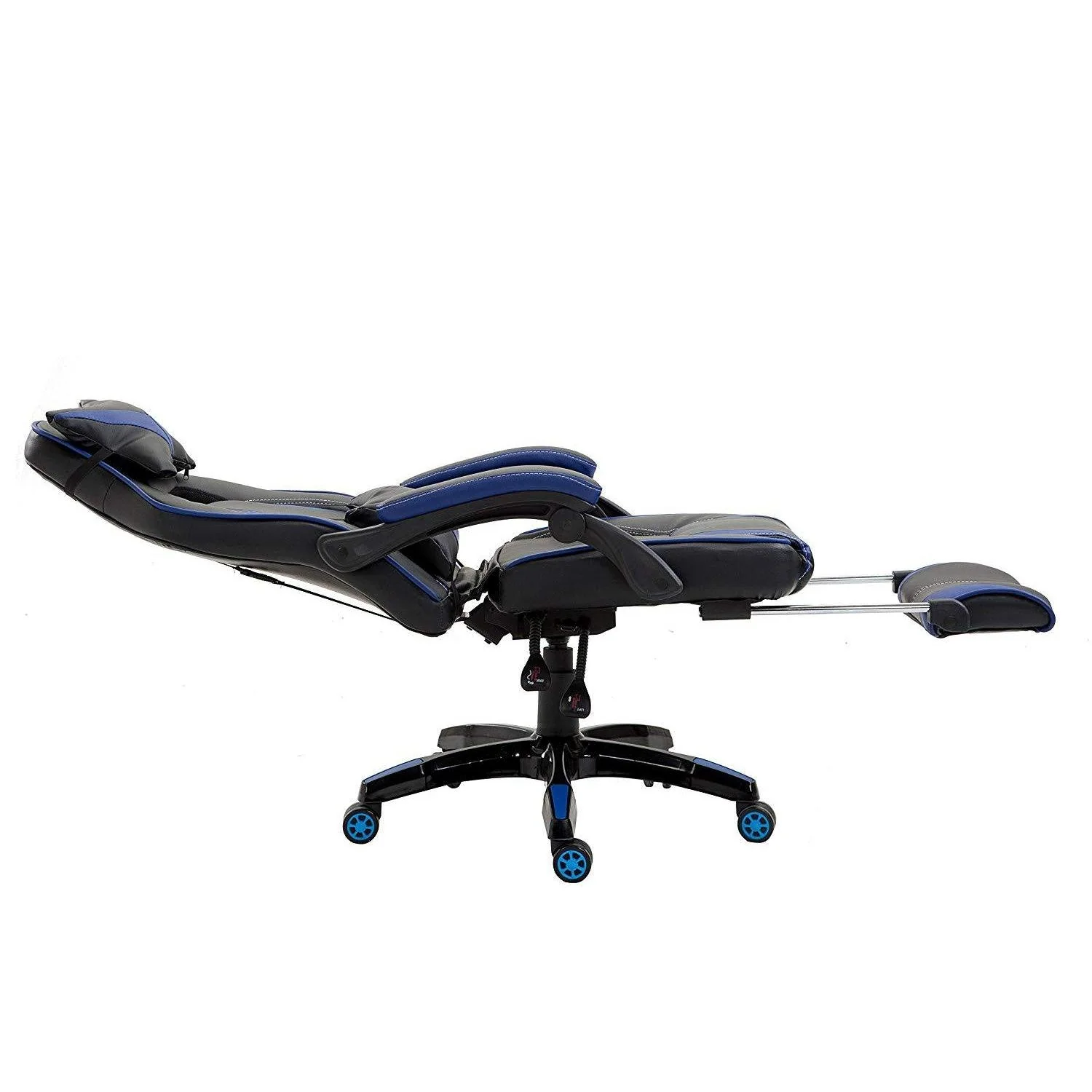 High Back Recliner Gaming Swivel Chair with Footrest & Adjustable Lumbar & Head Cushion, MR49 Black & Blue - Image 6