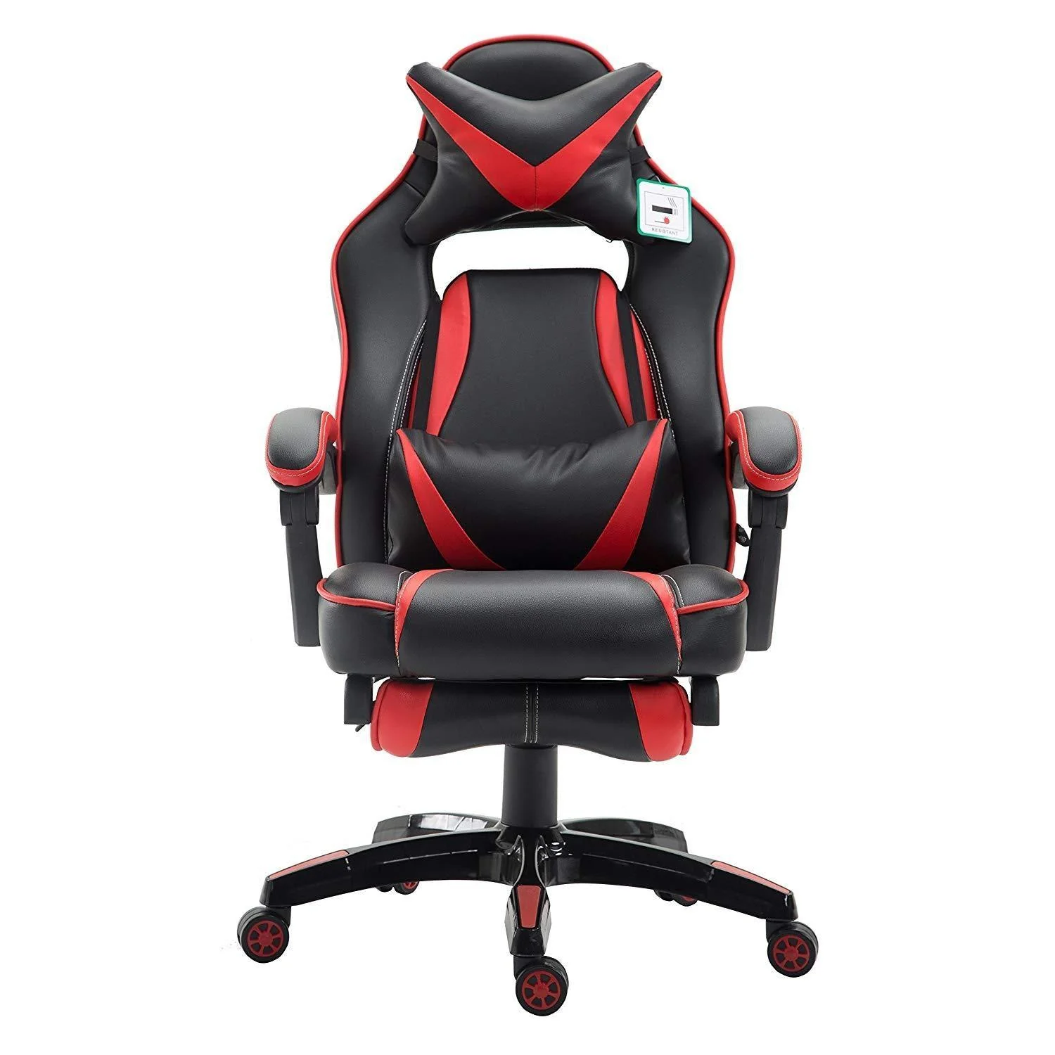 High Back Recliner Gaming Swivel Chair with Footrest & Adjustable Lumbar & Head Cushion, MR49 Black & Red - Image 4