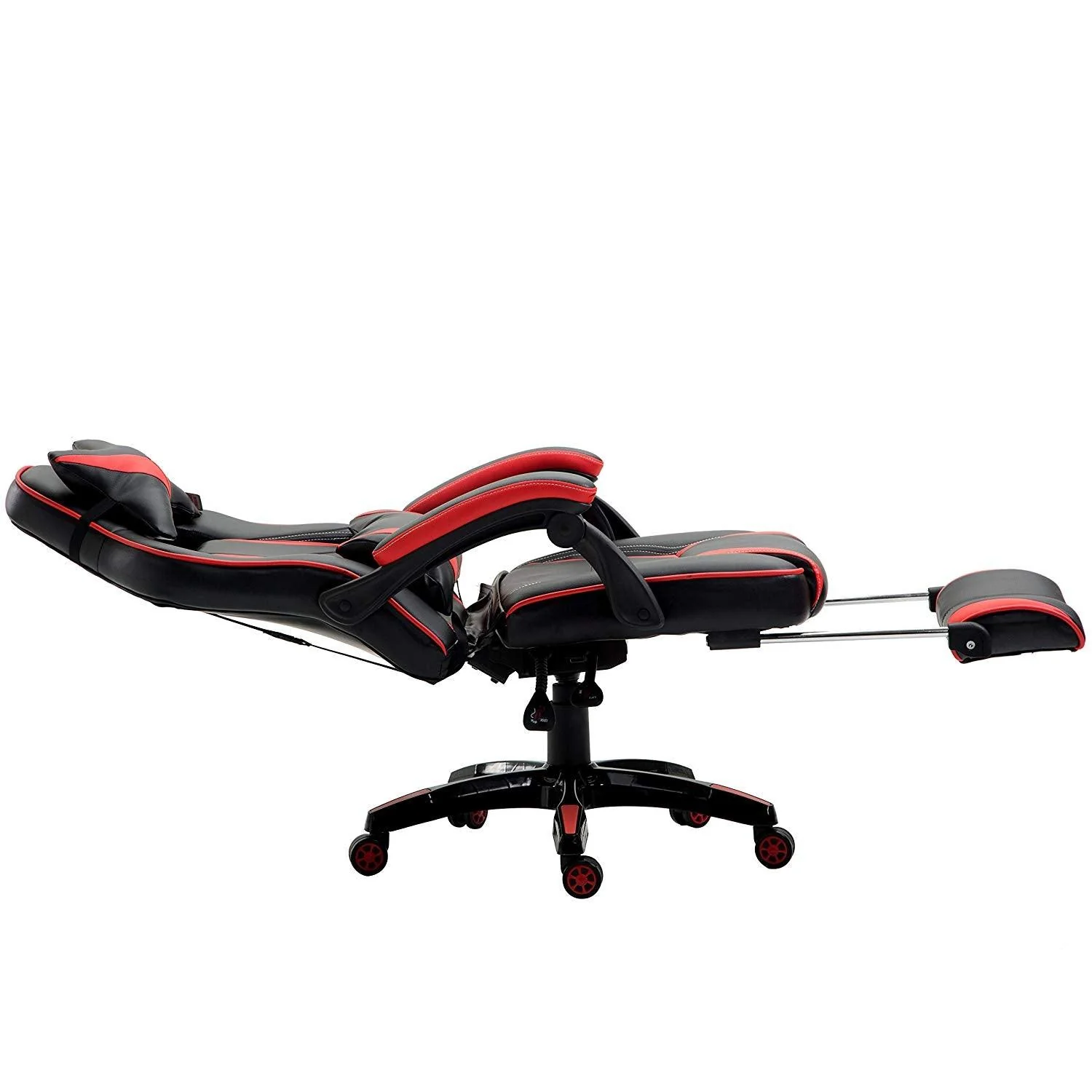 High Back Recliner Gaming Swivel Chair with Footrest & Adjustable Lumbar & Head Cushion, MR49 Black & Red - Image 6