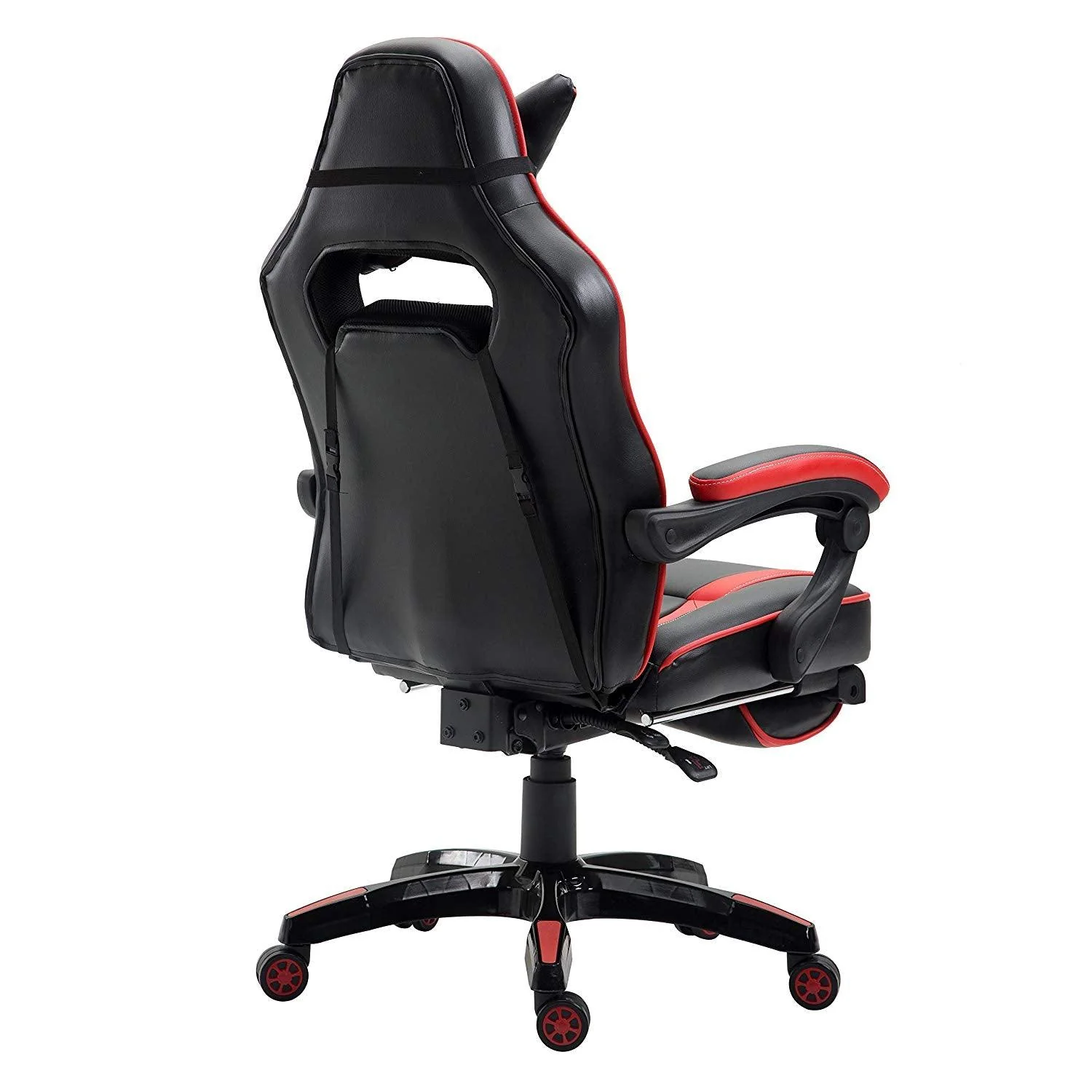 High Back Recliner Gaming Swivel Chair with Footrest & Adjustable Lumbar & Head Cushion, MR49 Black & Red - Image 7