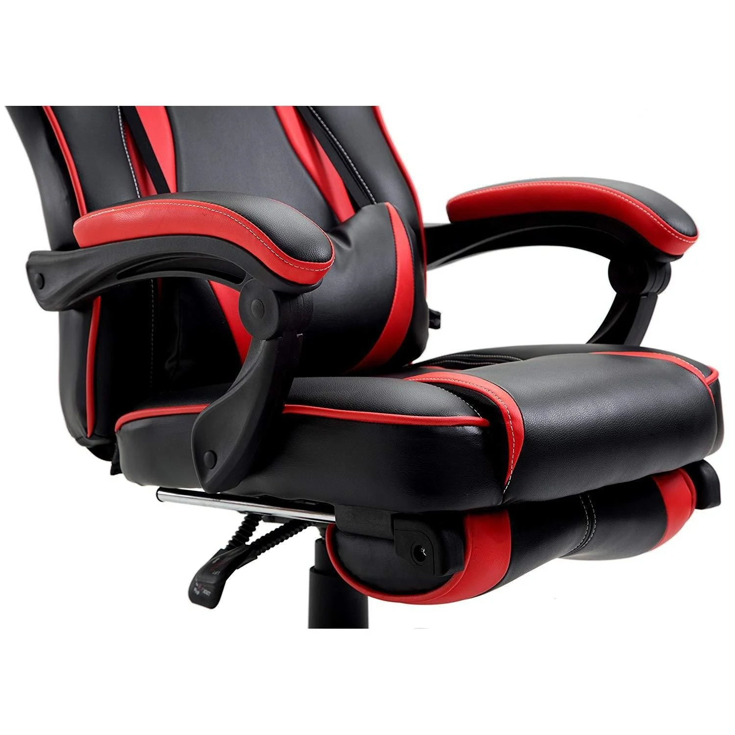 High Back Recliner Gaming Swivel Chair with Footrest & Adjustable Lumbar & Head Cushion, MR49 Black & Red - Image 8