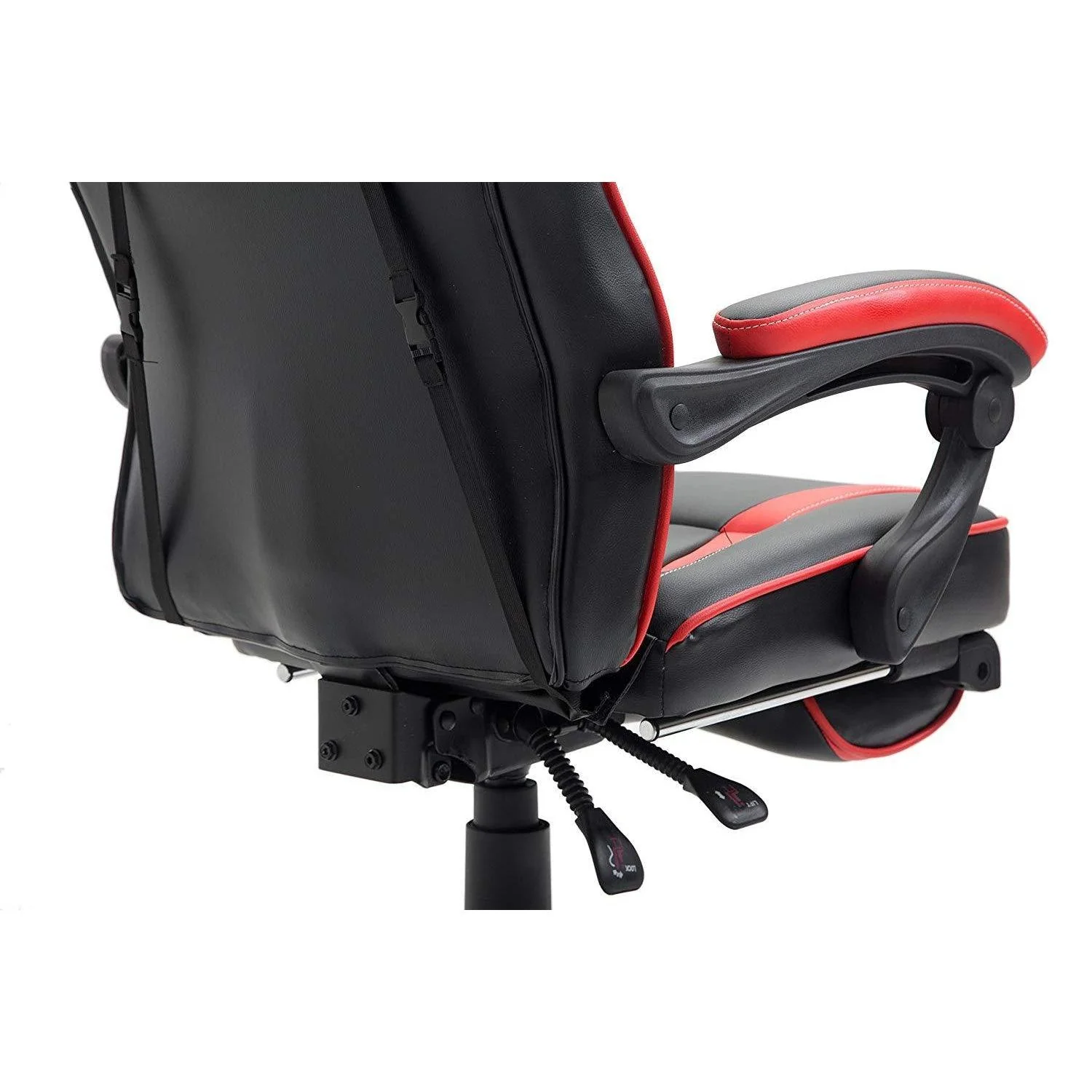 High Back Recliner Gaming Swivel Chair with Footrest & Adjustable Lumbar & Head Cushion, MR49 Black & Red - Image 9