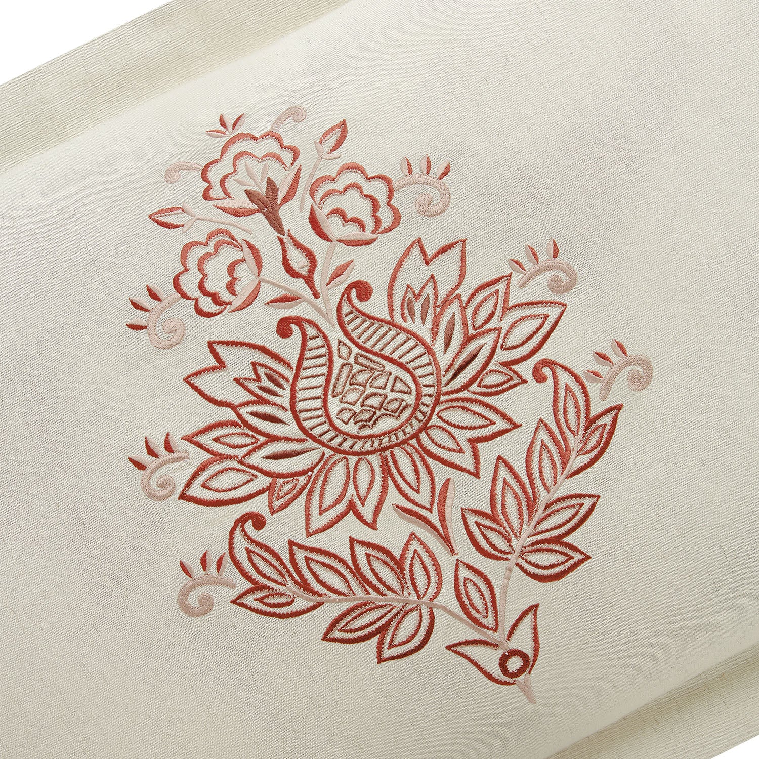 Isadora Garnet Red Damask Embroidered Linen Blend King Size Oxford Pillowcases - Pair - Image 3
