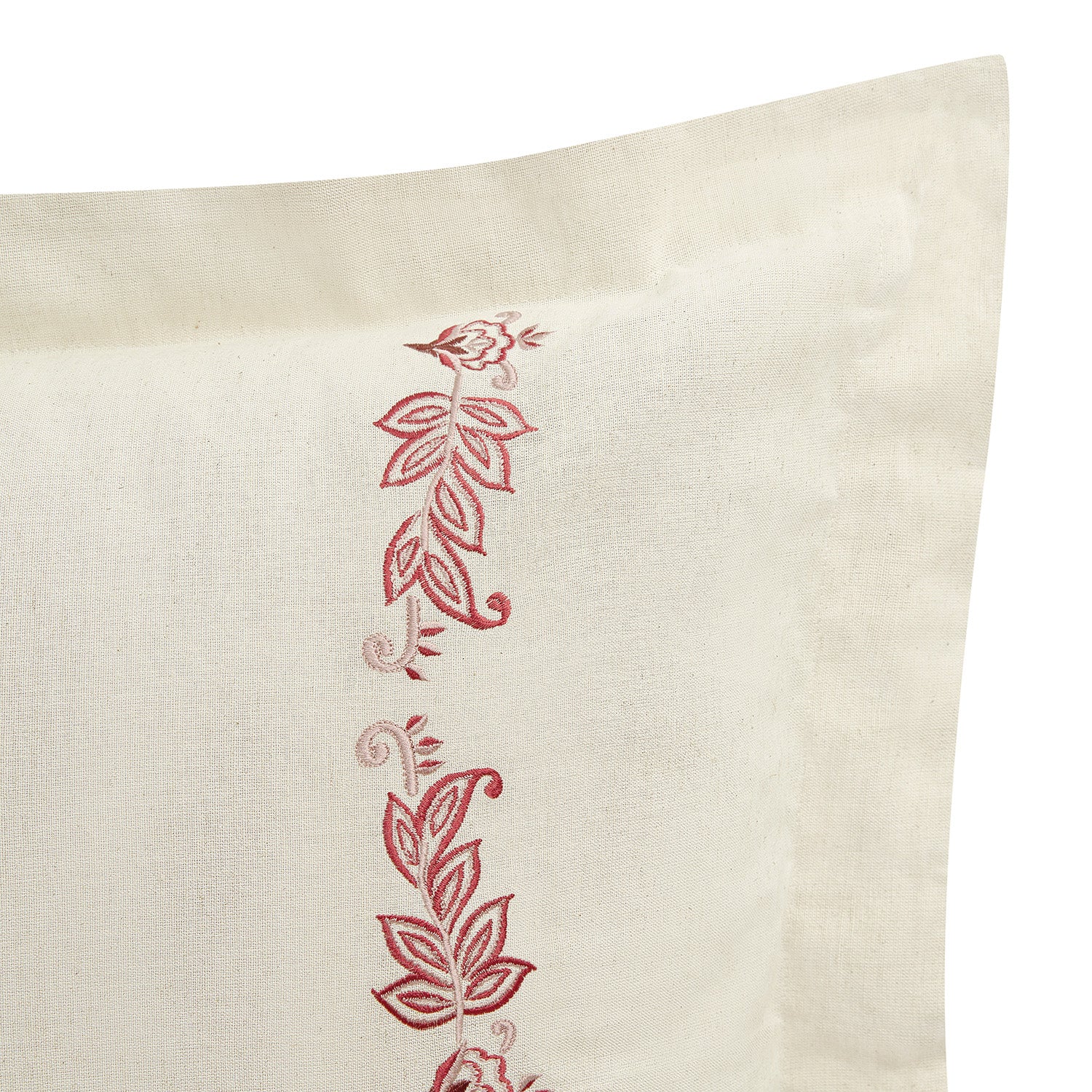 Isadora Garnet Red Damask Embroidered Linen Blend King Size Oxford Pillowcases - Pair - Image 4