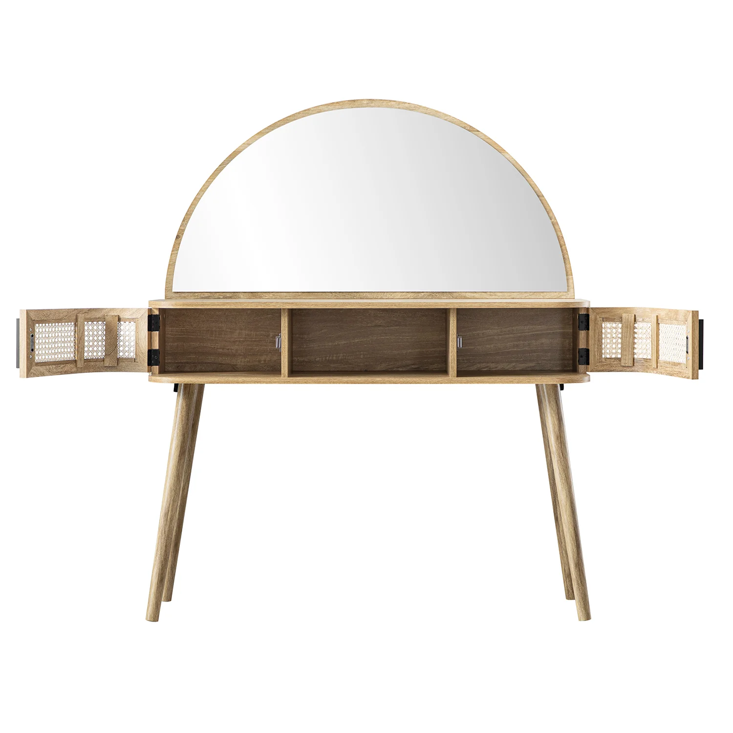 Izzy Curved Rattan Dressing Table, Natural - Image 10