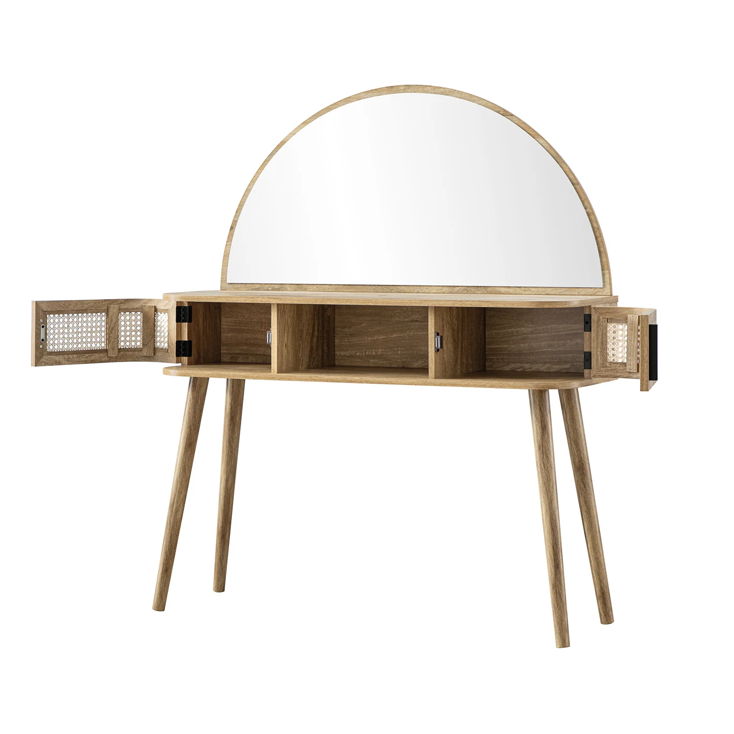 Izzy Curved Rattan Dressing Table, Natural - Image 11