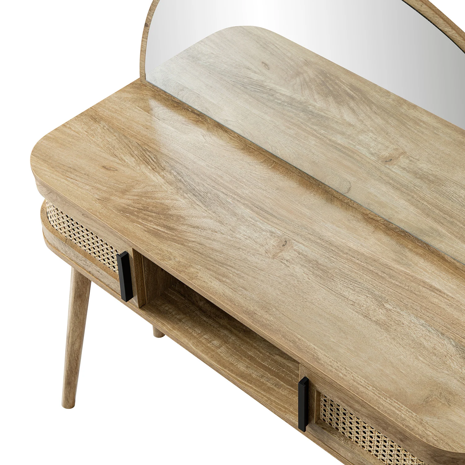 Izzy Curved Rattan Dressing Table, Natural - Image 16