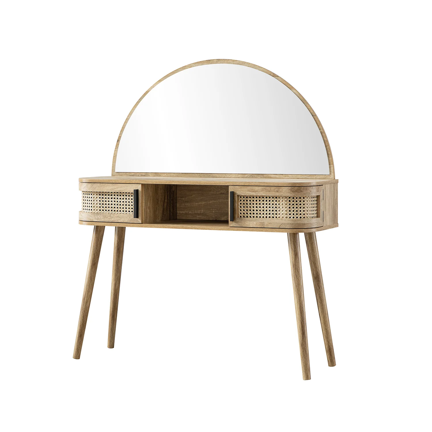 Izzy Curved Rattan Dressing Table, Natural - Image 8
