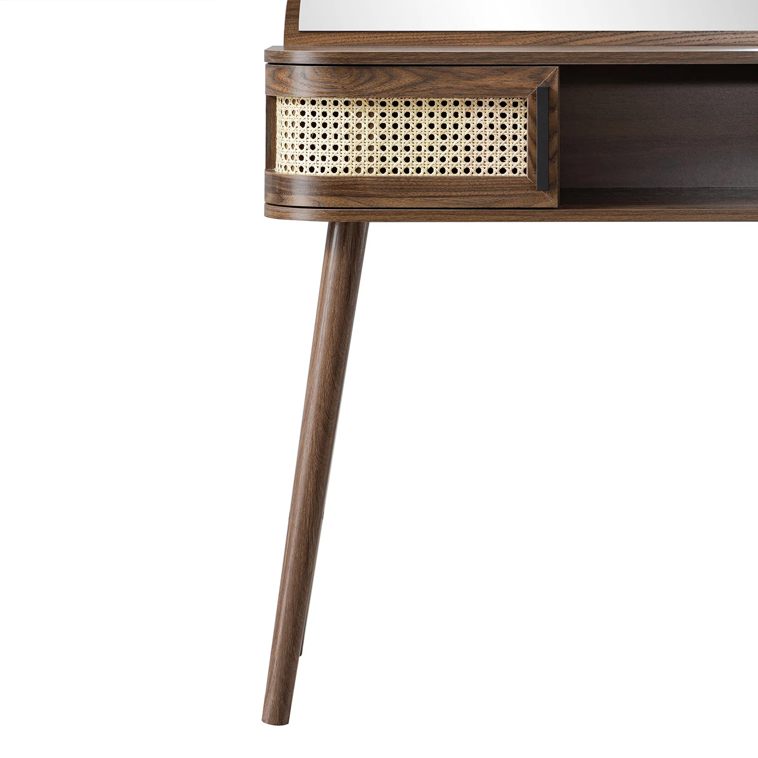 Izzy Curved Rattan Dressing Table, Walnut - Image 17