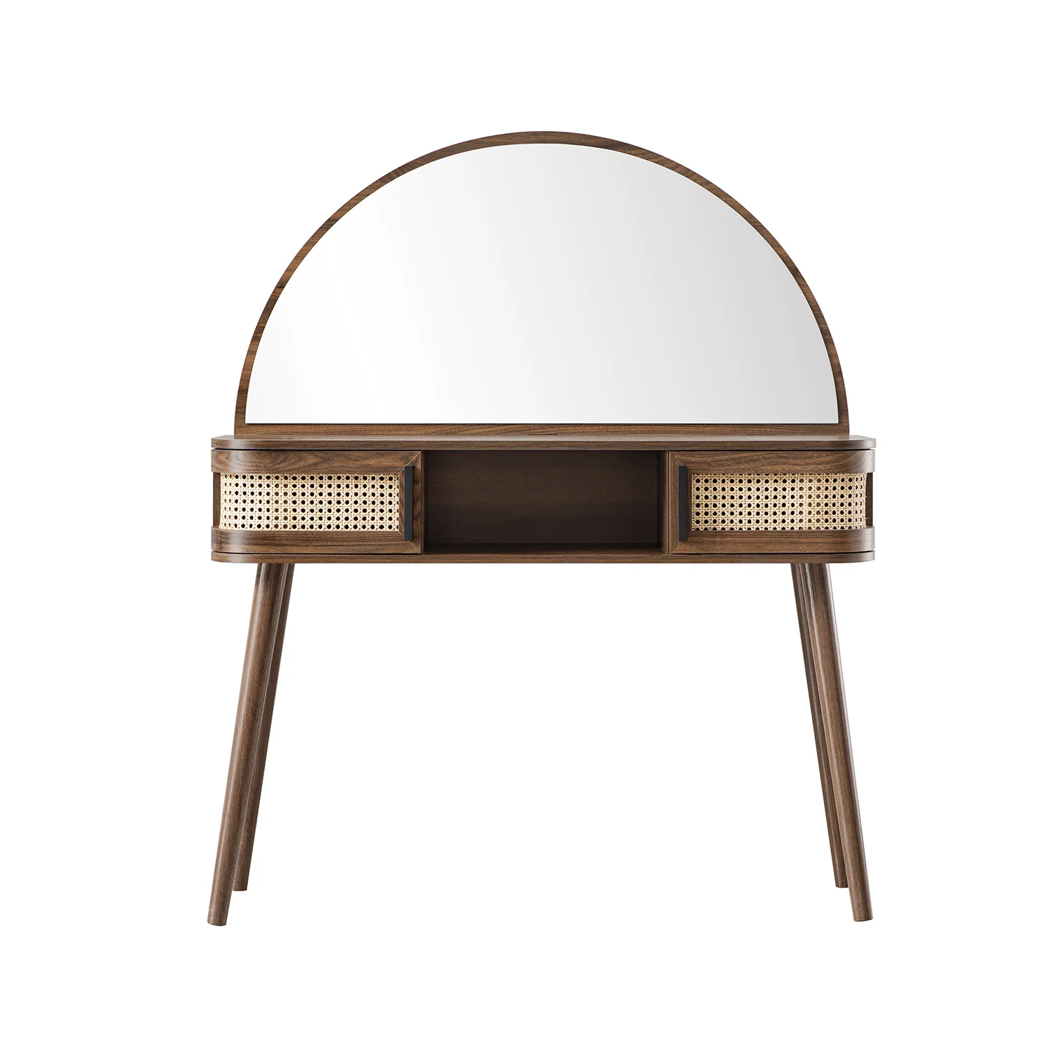 Izzy Curved Rattan Dressing Table, Walnut - Image 8