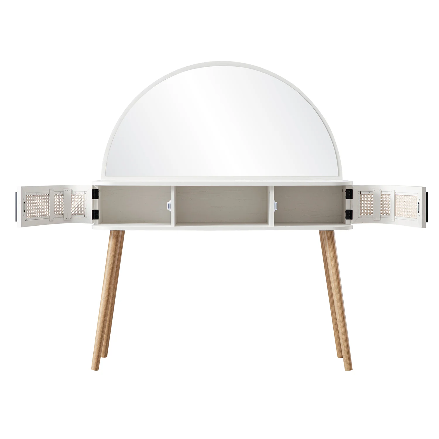 Izzy Curved Rattan Dressing Table, White - Image 10