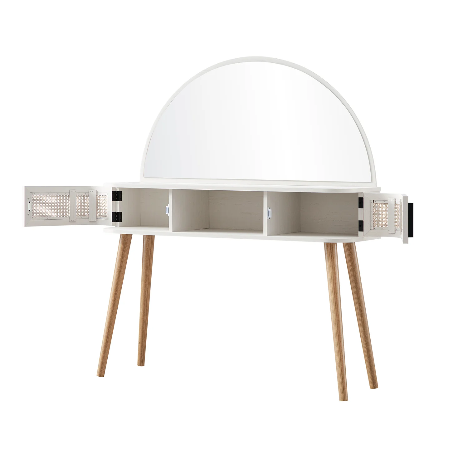 Izzy Curved Rattan Dressing Table, White - Image 11