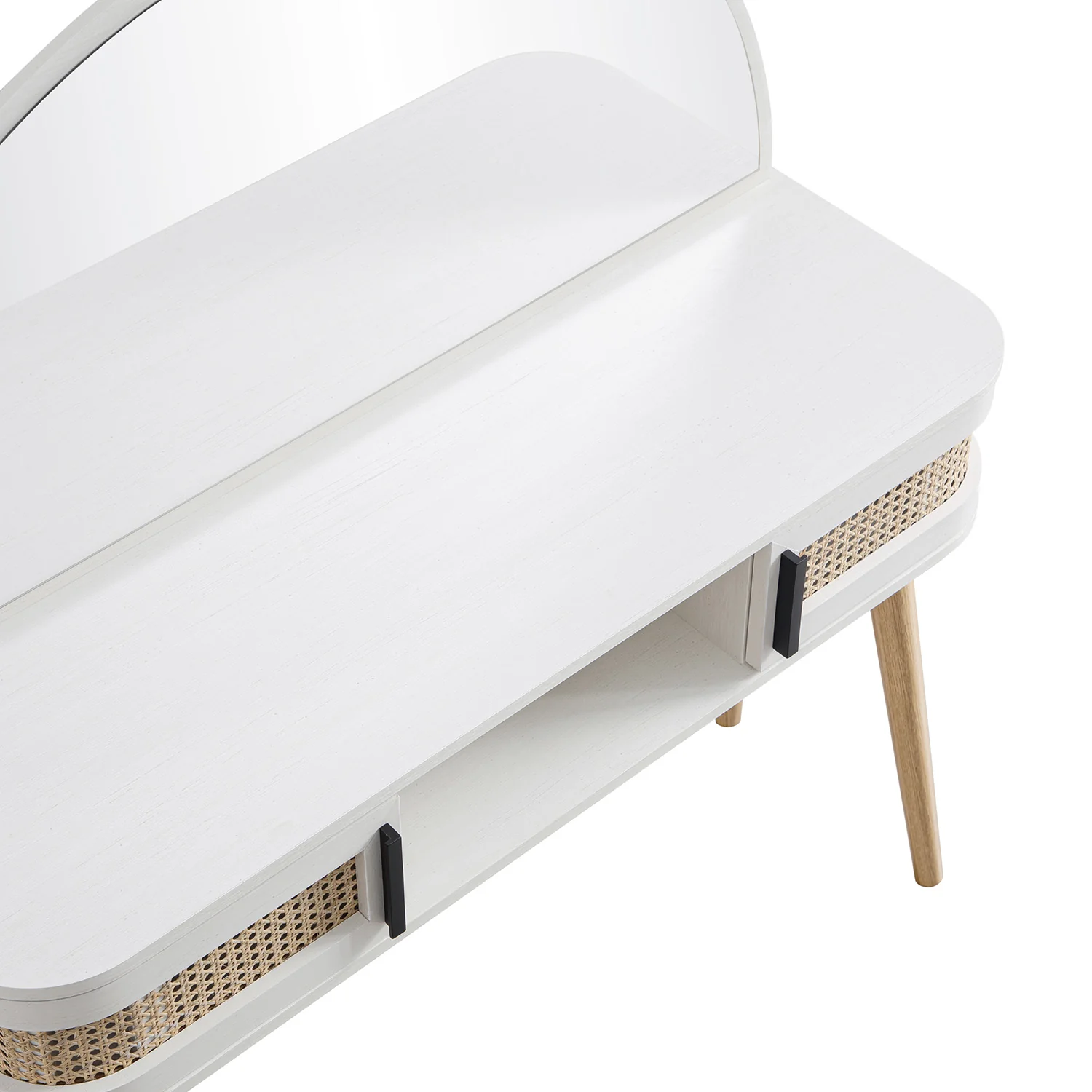 Izzy Curved Rattan Dressing Table, White - Image 14