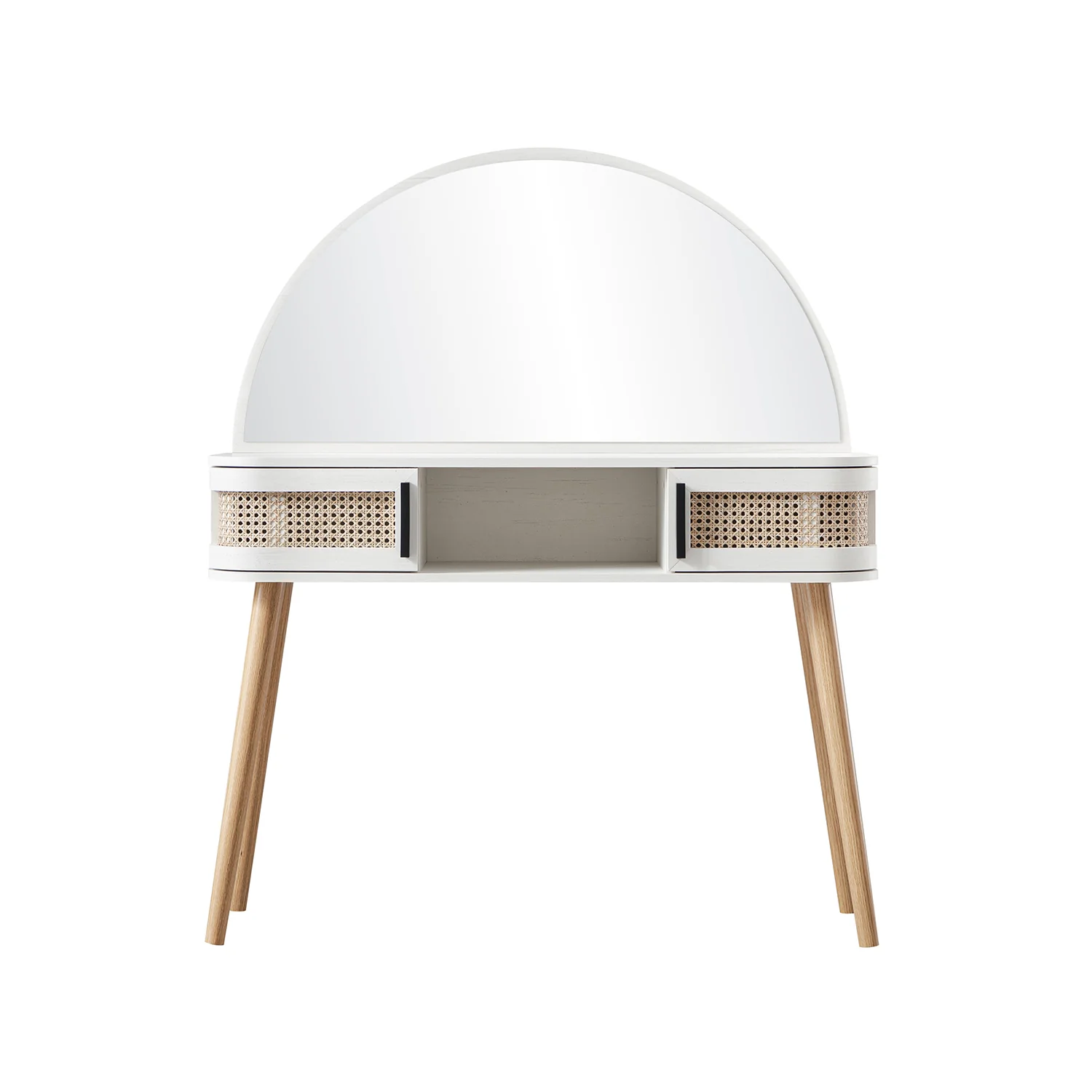 Izzy Curved Rattan Dressing Table, White - Image 7