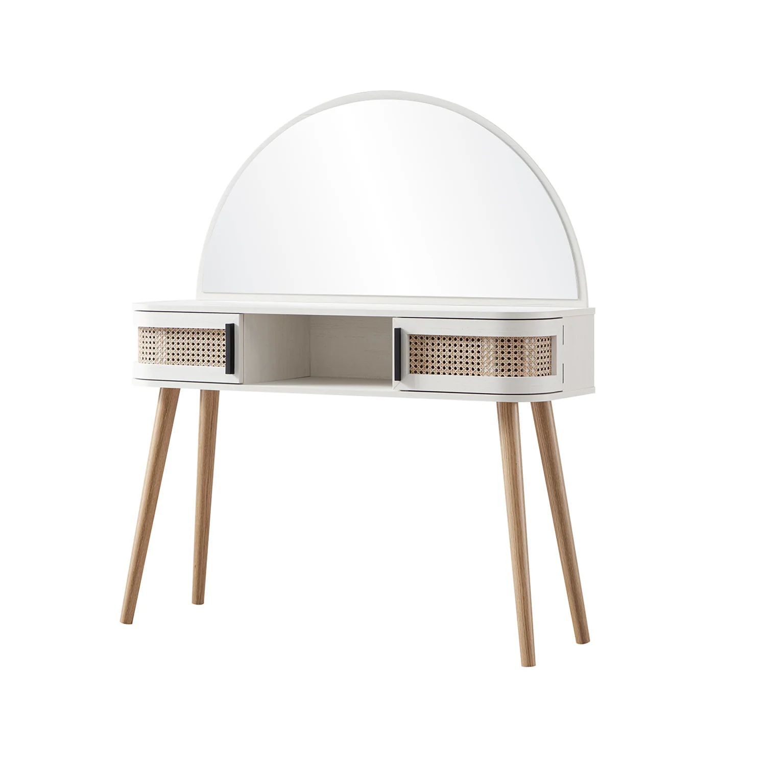 Izzy Curved Rattan Dressing Table, White - Image 8