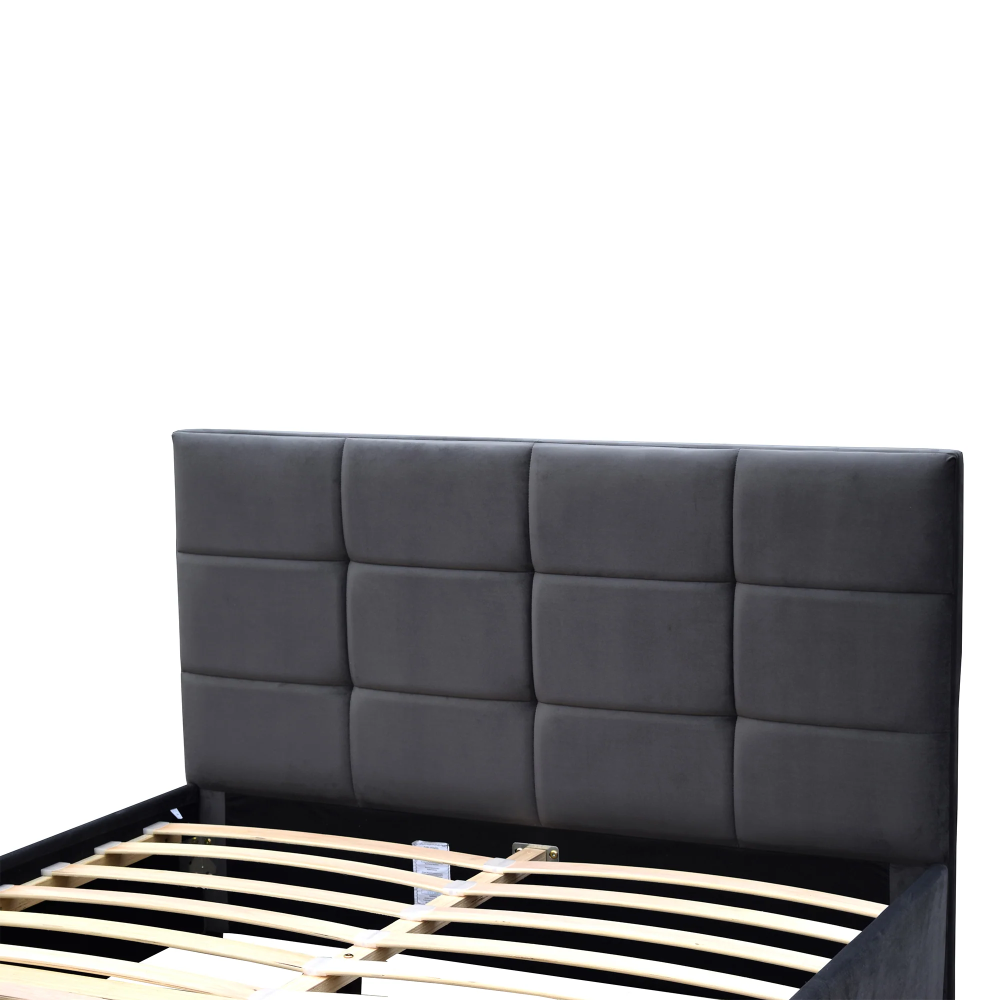 Julian King Bed Frame with Pull-out Storage Drawers Dark Grey Velvet - Image 5