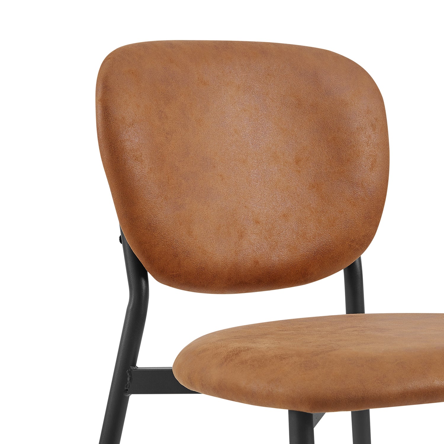 Kelmarsh Set of 2 Cognac Colour Vegan Leather Upholstered Dining Chairs - Image 8