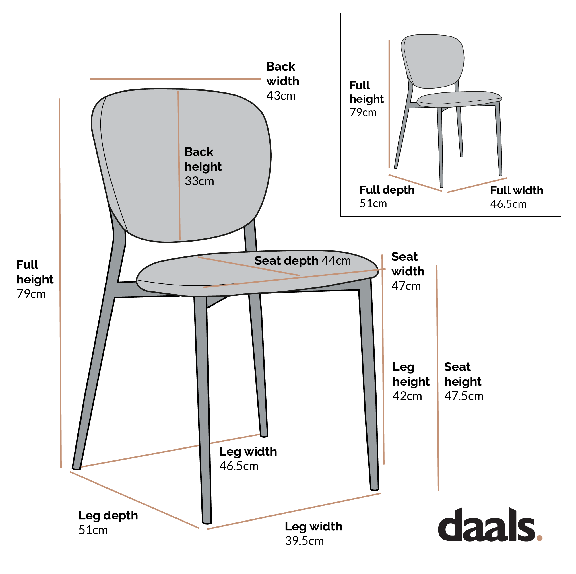 Kelmarsh Set of 2 Cognac Colour Vegan Leather Upholstered Dining Chairs - Image 4