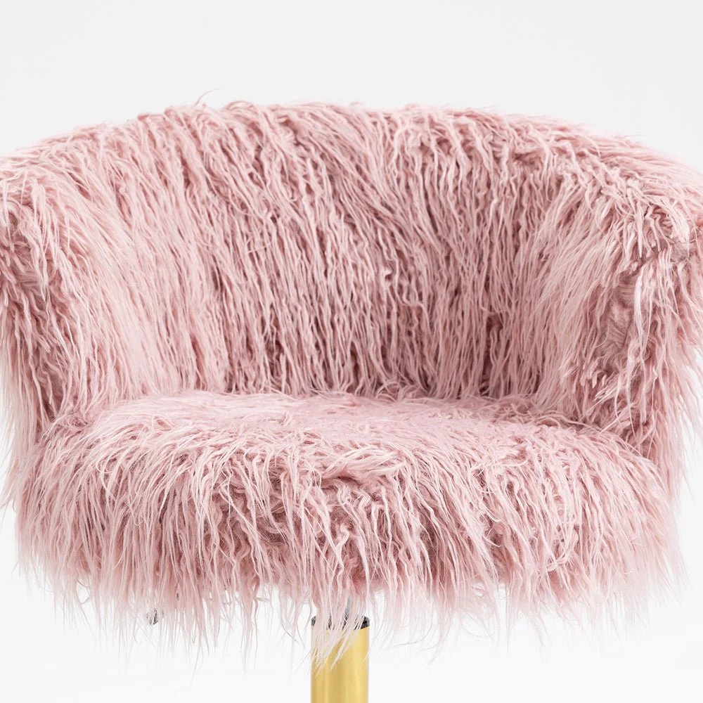 Kylie Plush Shaggy Faux Fur Swivel Chair, Pink - Image 3