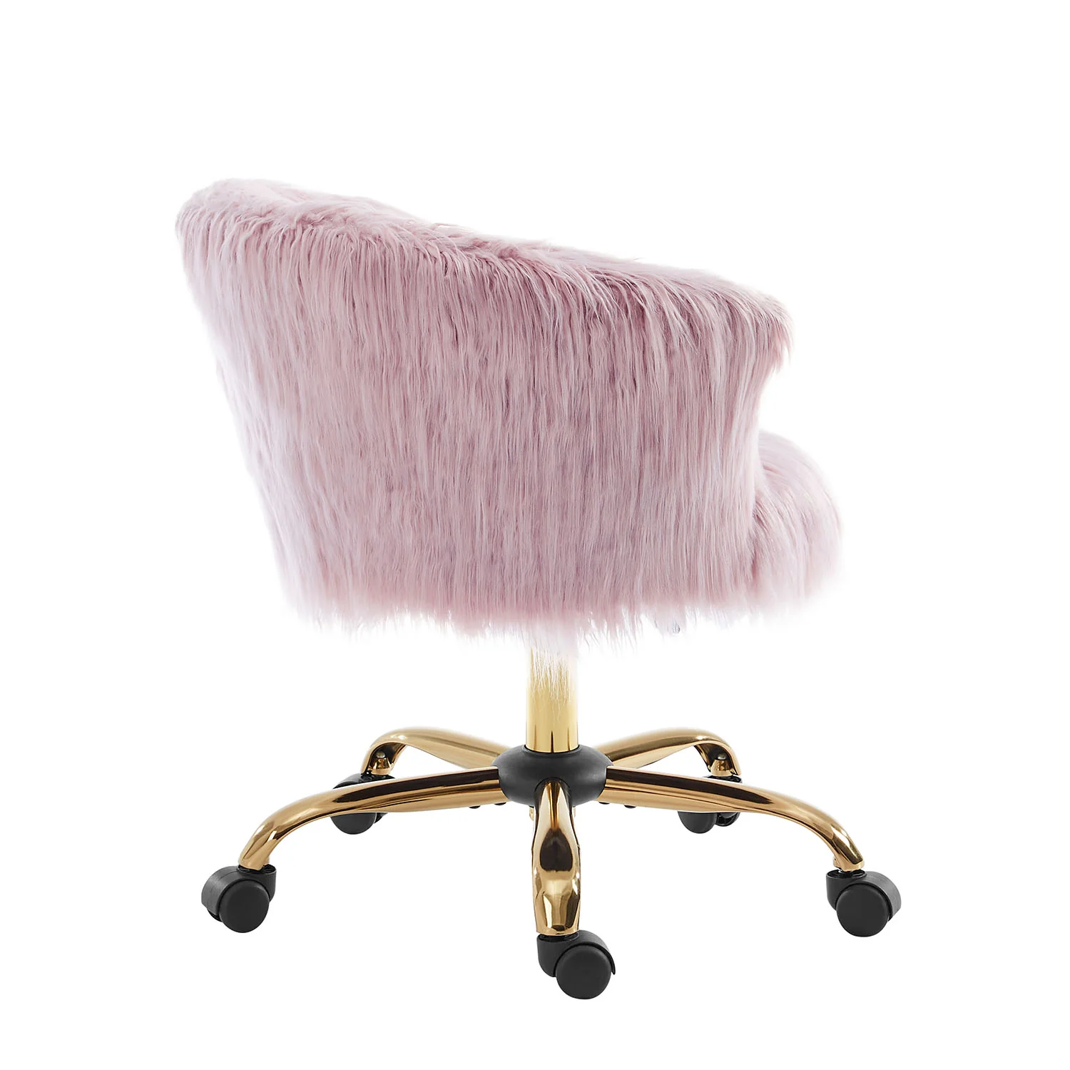 Kylie Plush Shaggy Faux Fur Swivel Chair, Pink - Image 7