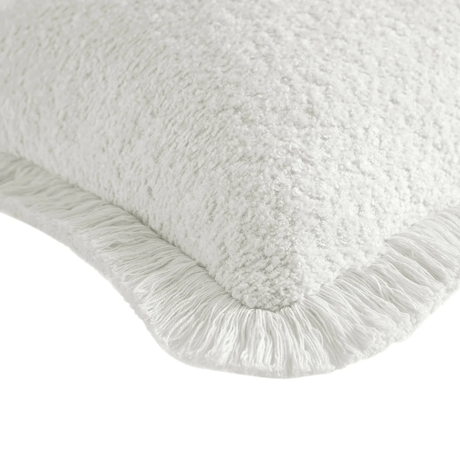 Kyra Cream White Bouclé Fringed Rectangular Cushion - Image 4