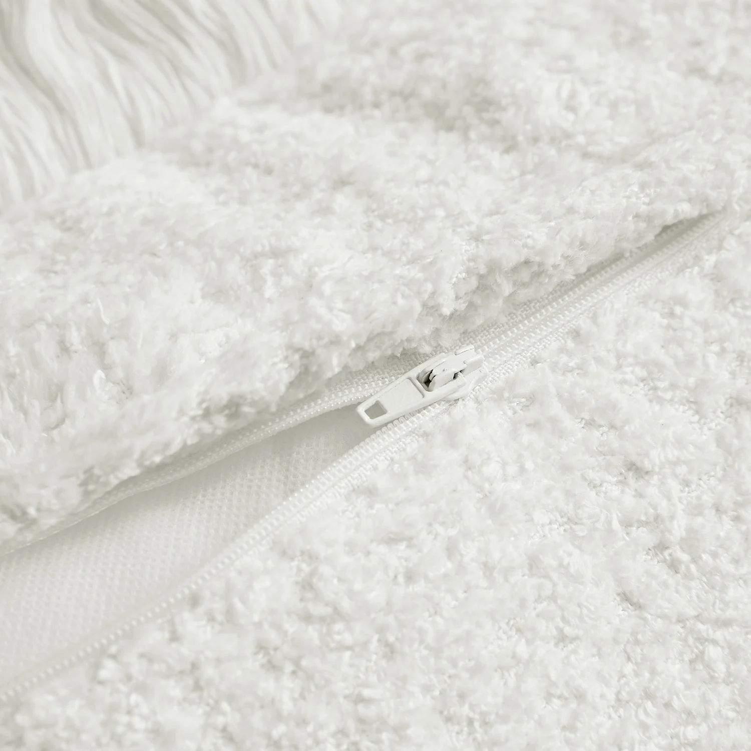 Kyra Cream White Bouclé Fringed Rectangular Cushion - Image 5