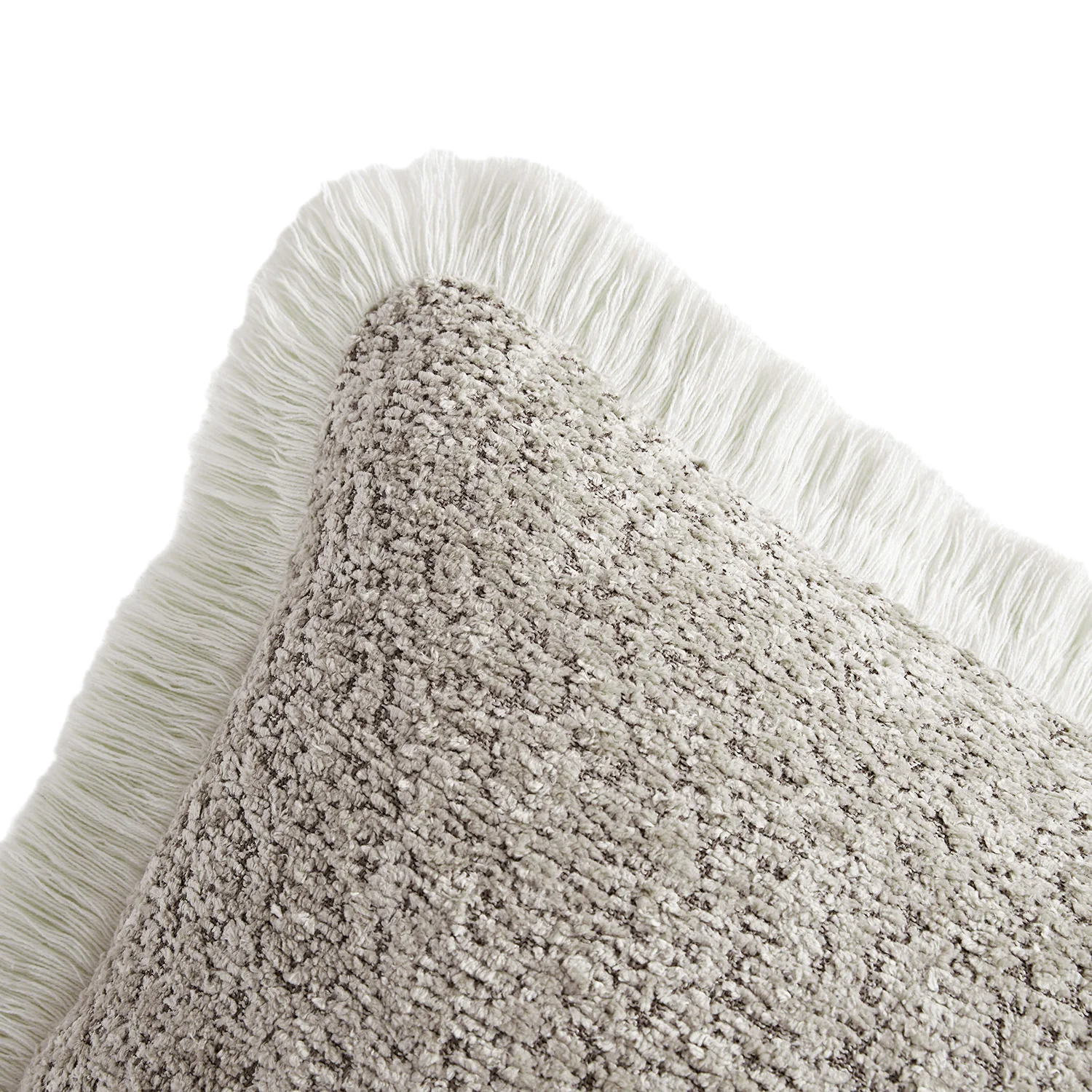 Kyra Stone Bouclé Fringed Rectangular Cushion - Image 3