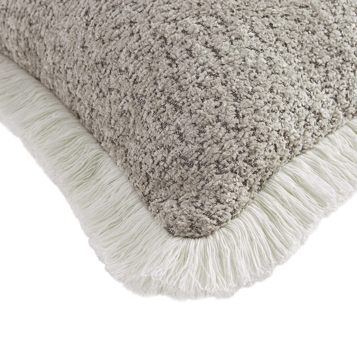 Kyra Stone Bouclé Fringed Rectangular Cushion - Image 4
