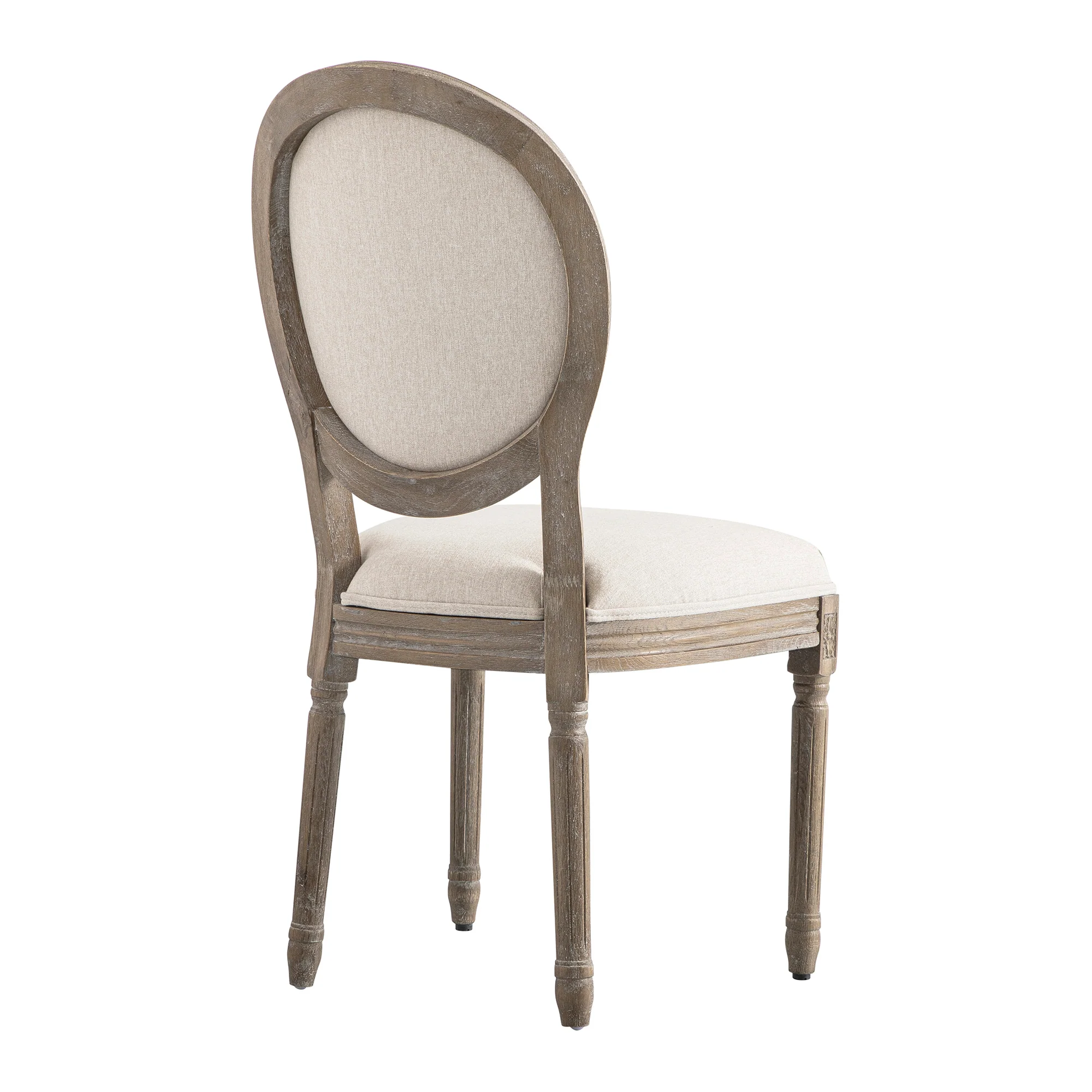 Lainston Set of 2 Classic Weathered Oak Dining Chairs, Oatmeal Brushed Fabric - Image 12