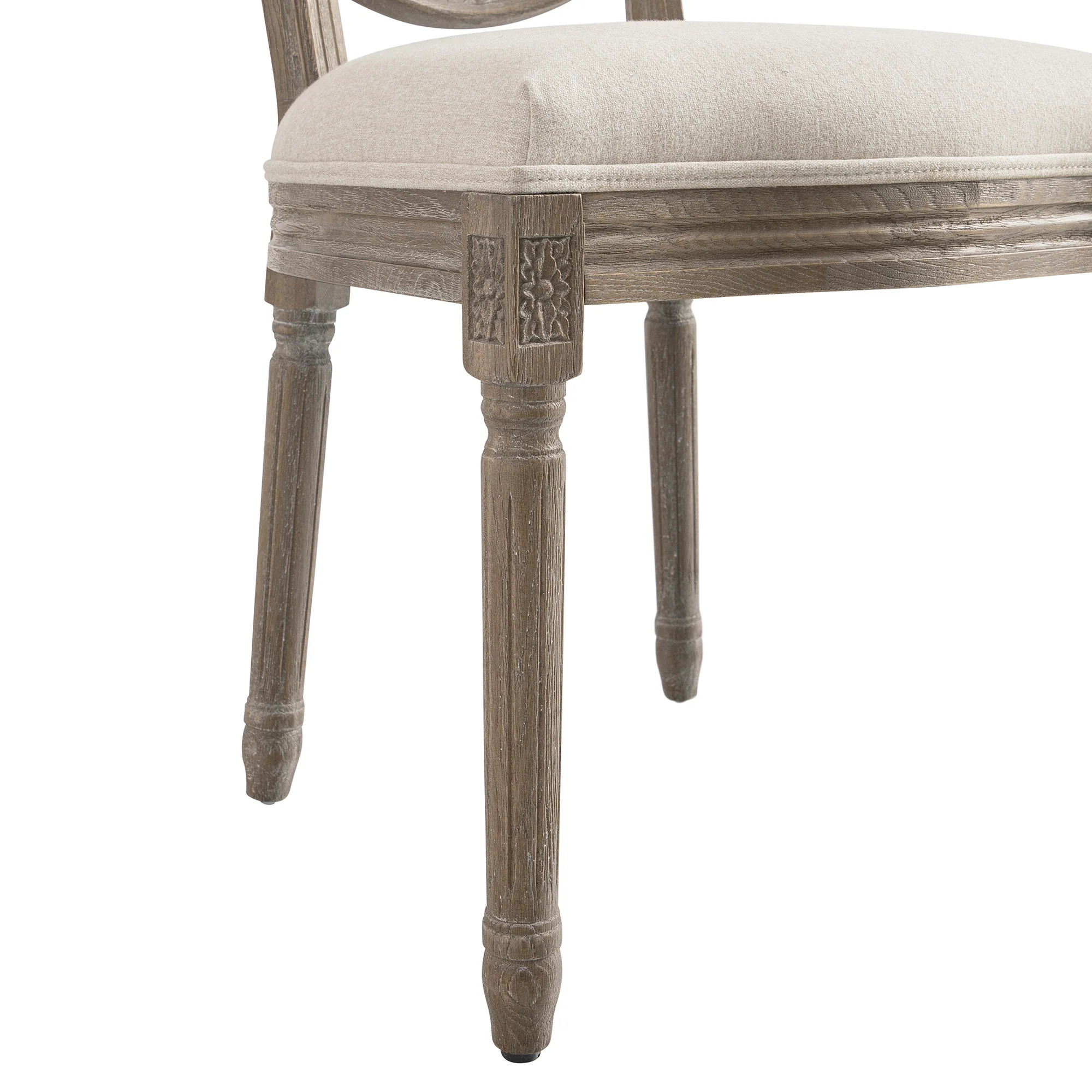 Lainston Set of 2 Classic Weathered Oak Dining Chairs, Oatmeal Brushed Fabric - Image 16