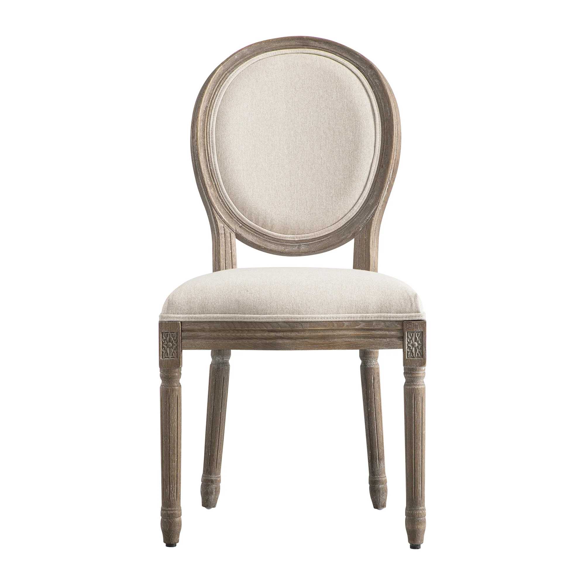 Lainston Set of 2 Classic Weathered Oak Dining Chairs, Oatmeal Brushed Fabric - Image 8