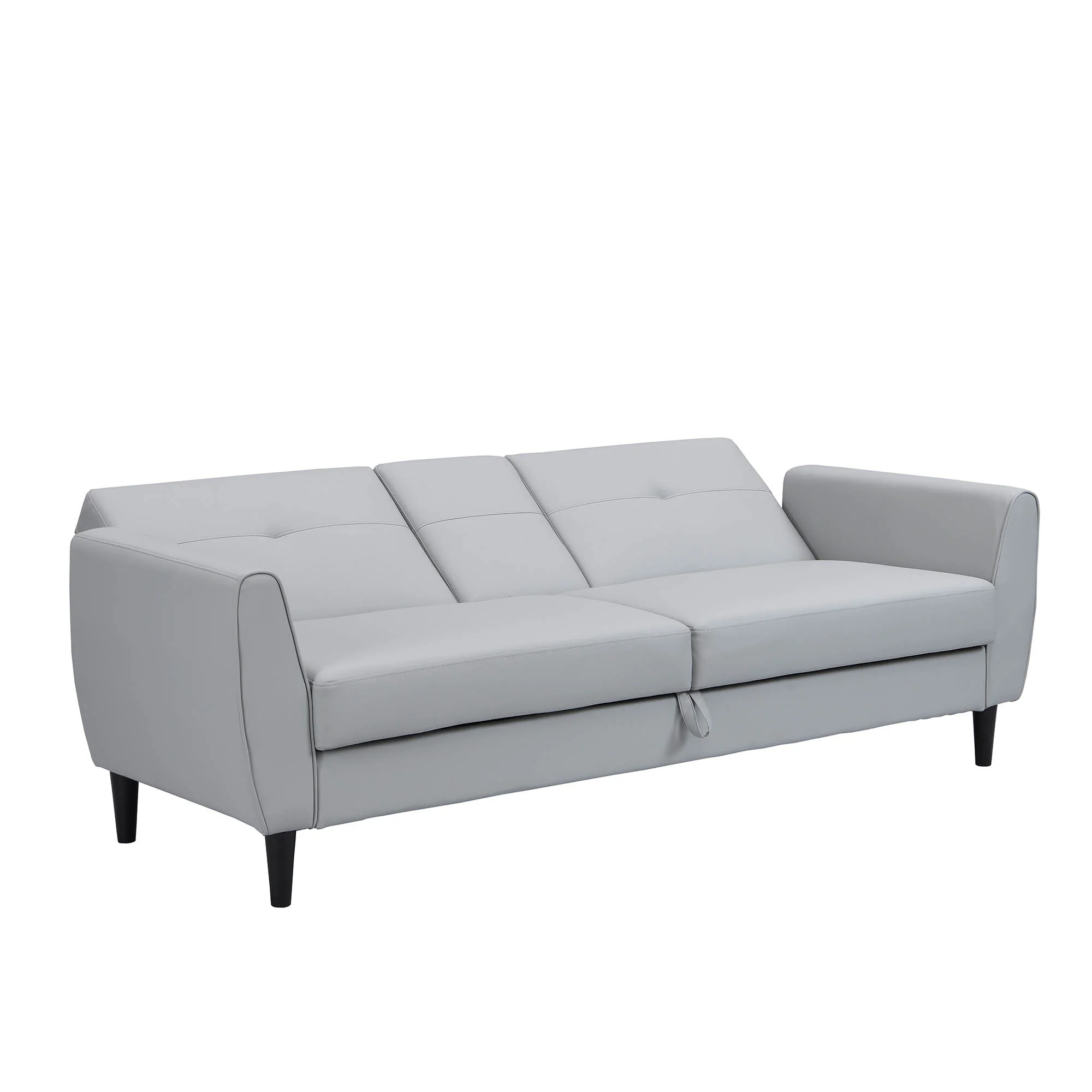 Latimer Grey Faux Leather 3-Seater Storage Sofa Bed - Image 11