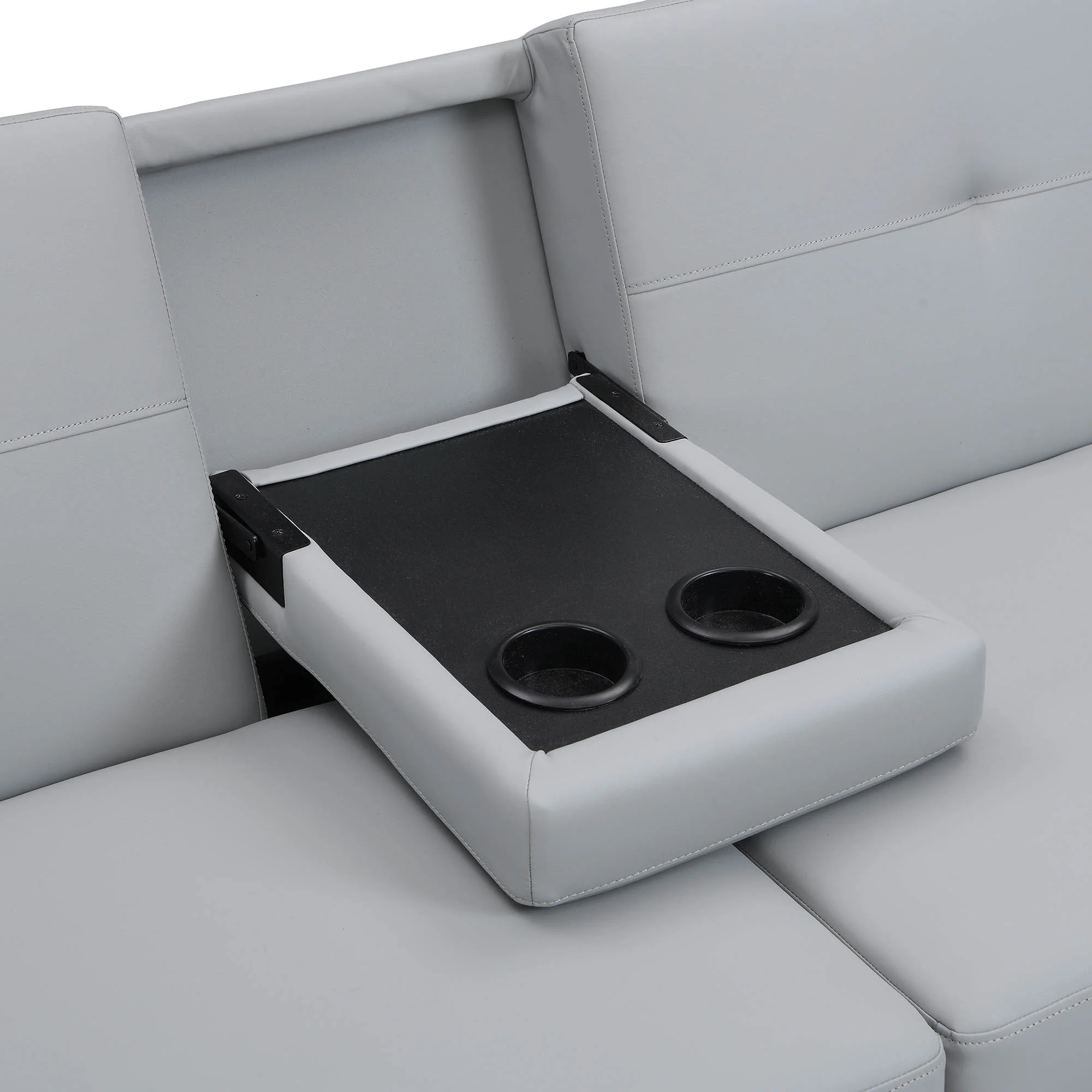 Latimer Grey Faux Leather 3-Seater Storage Sofa Bed - Image 16