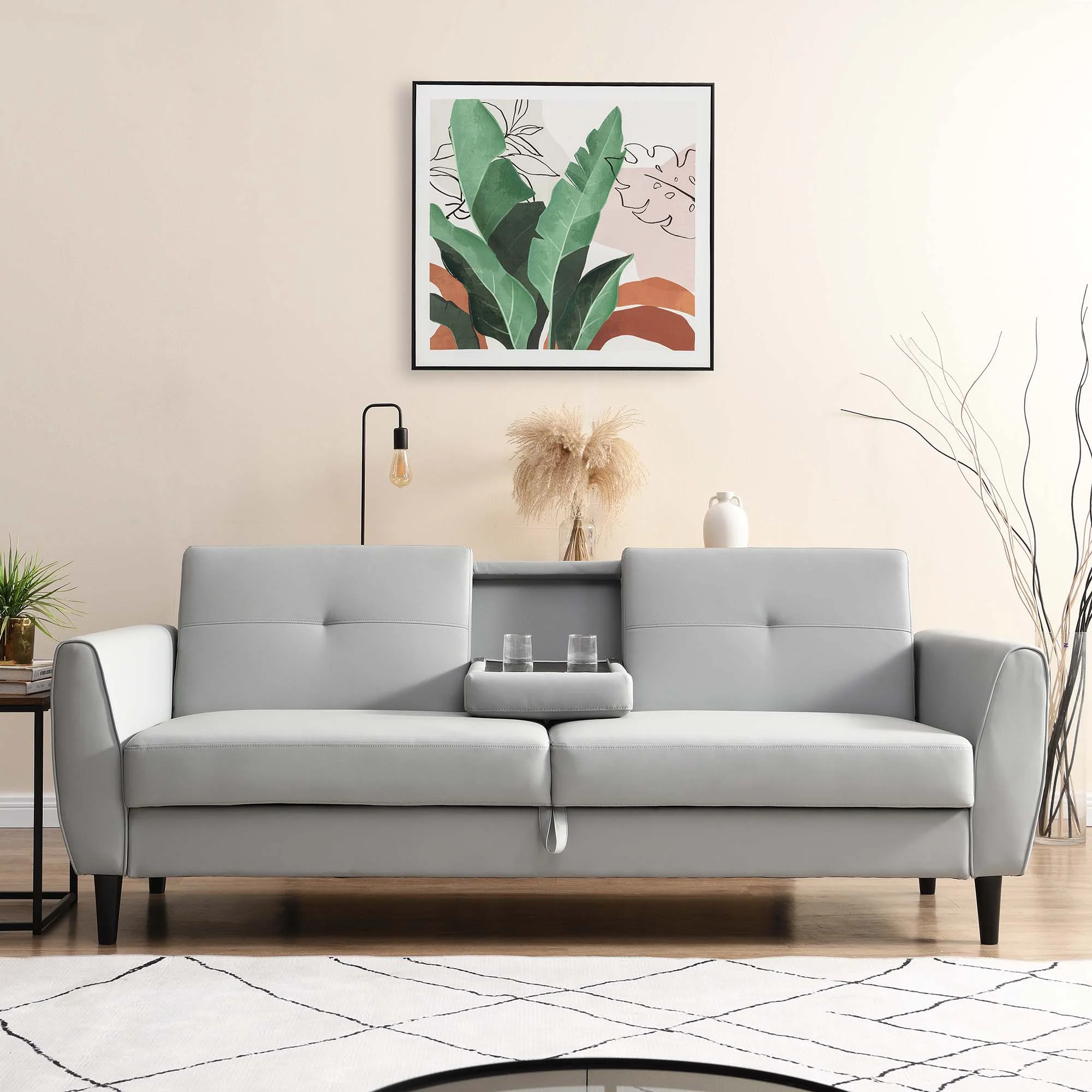 Latimer Grey Faux Leather 3-Seater Storage Sofa Bed - Image 3