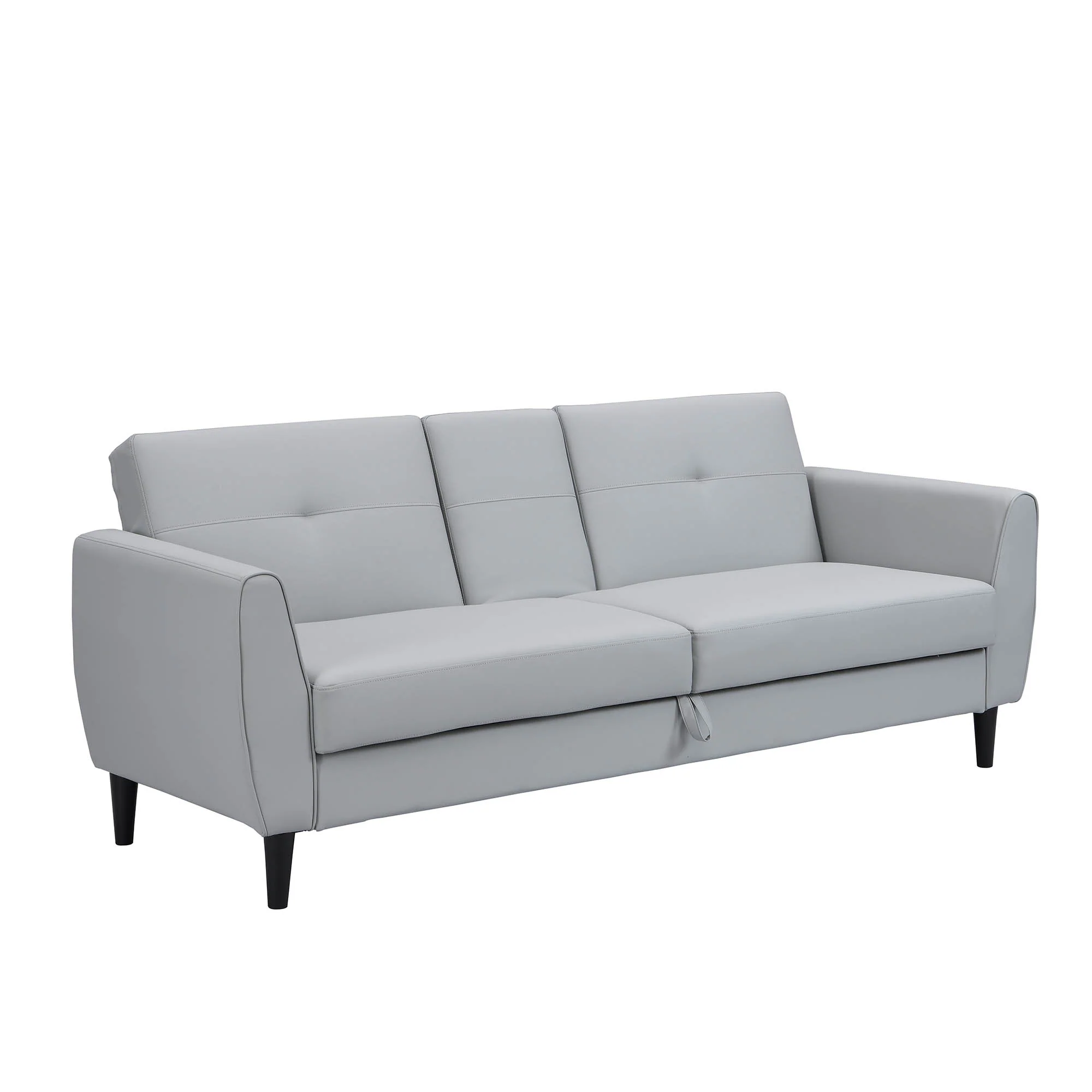 Latimer Grey Faux Leather 3-Seater Storage Sofa Bed - Image 6