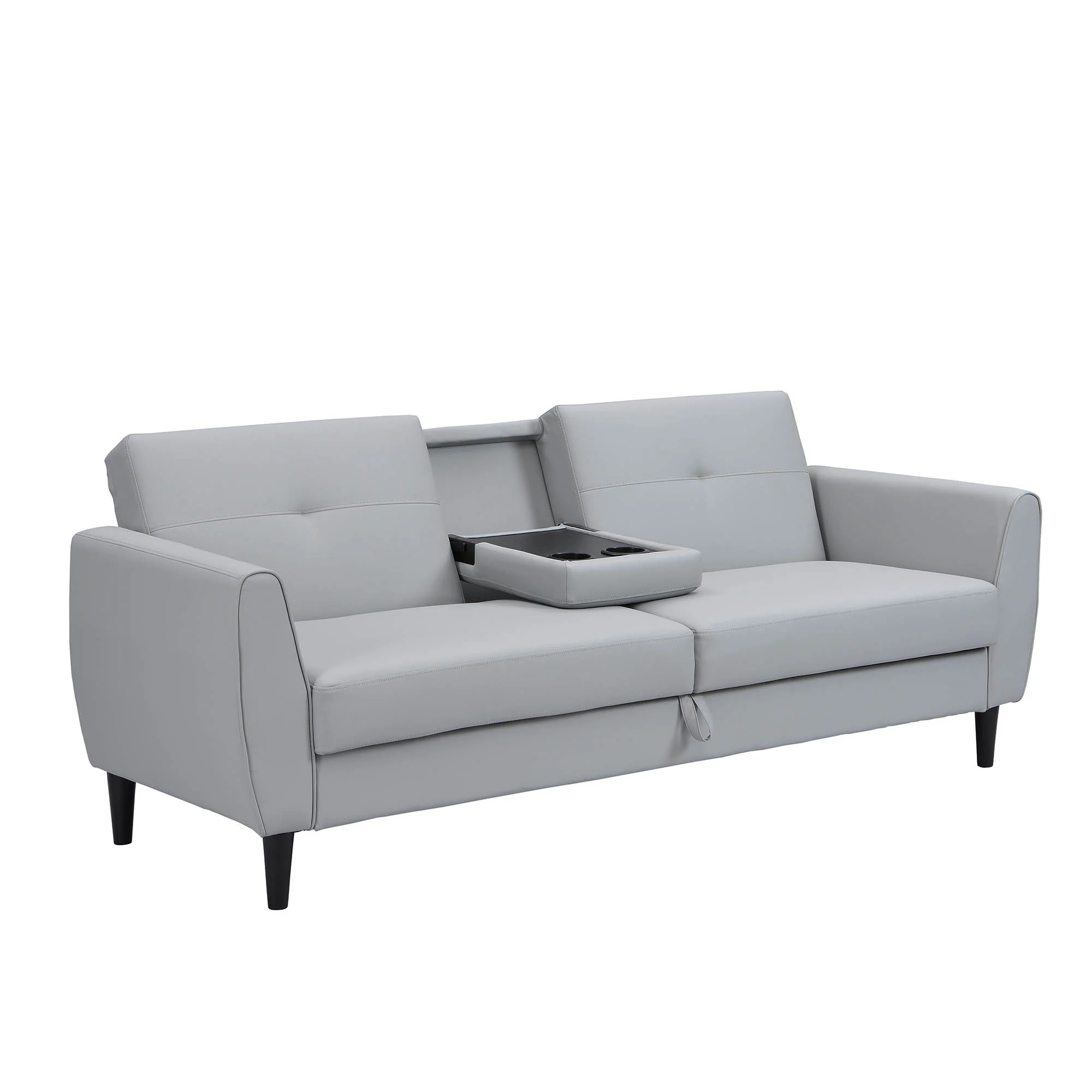 Latimer Grey Faux Leather 3-Seater Storage Sofa Bed - Image 8