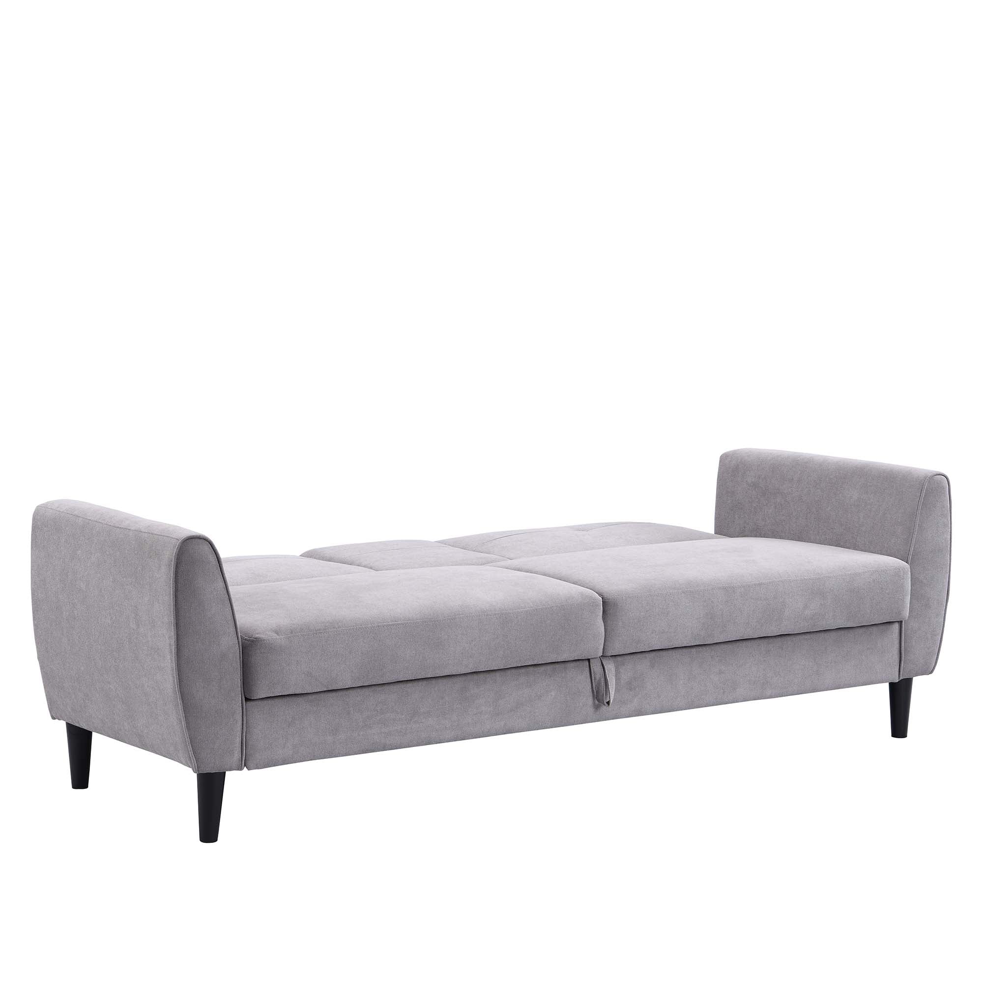 Latimer Light Grey Brushed Fabric 3-Seater Storage Sofa Bed - Image 11