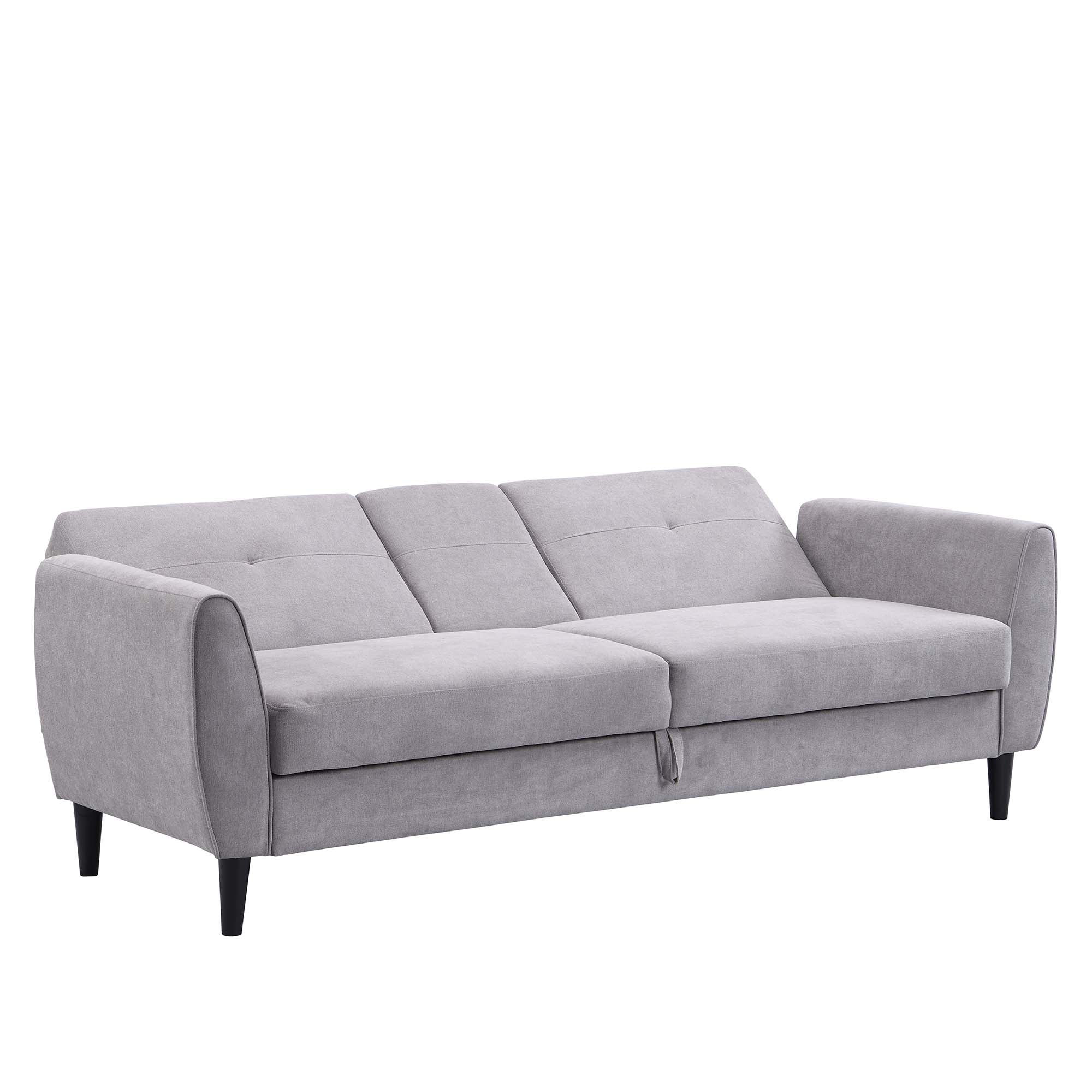 Latimer Light Grey Brushed Fabric 3-Seater Storage Sofa Bed - Image 12