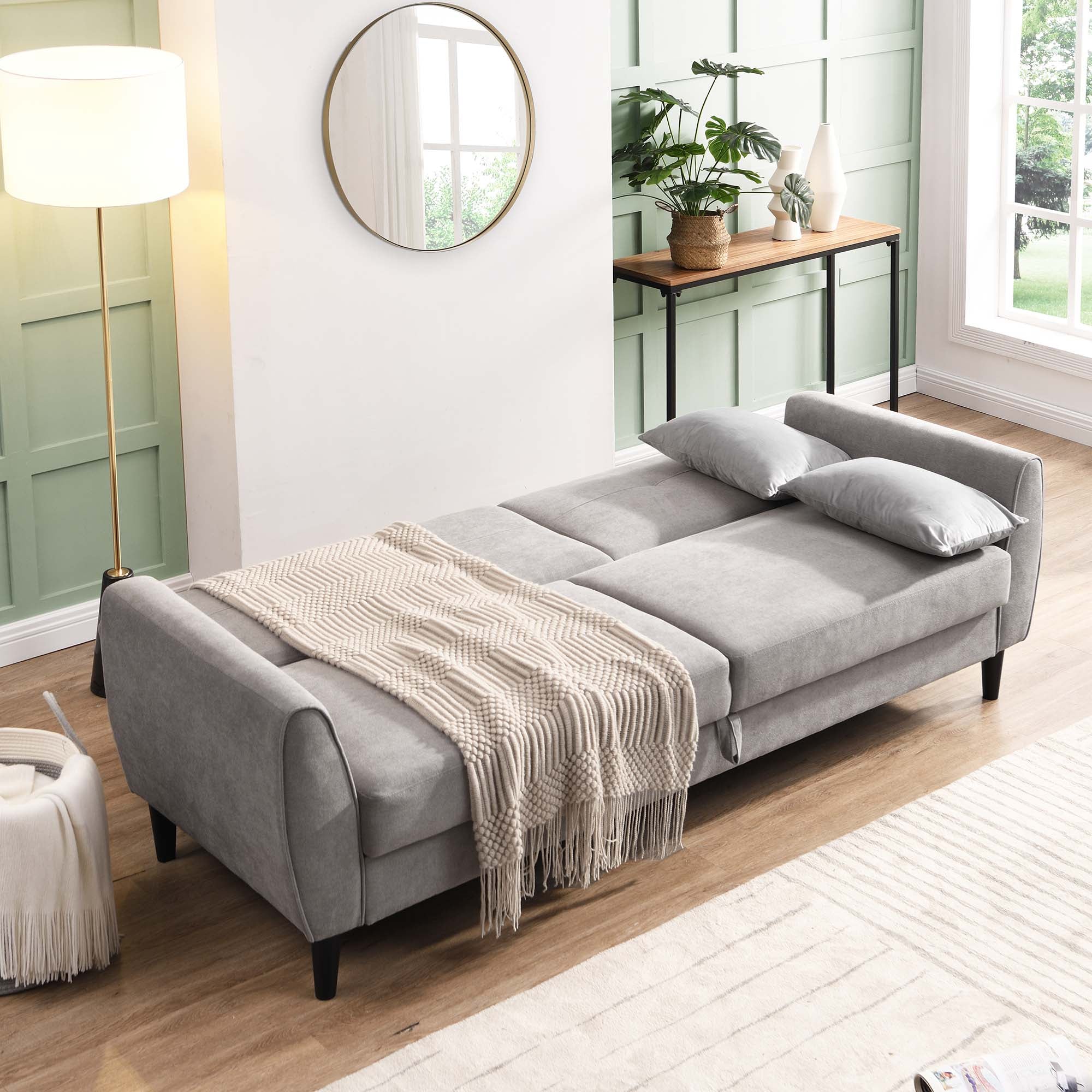 Latimer Light Grey Brushed Fabric 3-Seater Storage Sofa Bed - Image 4