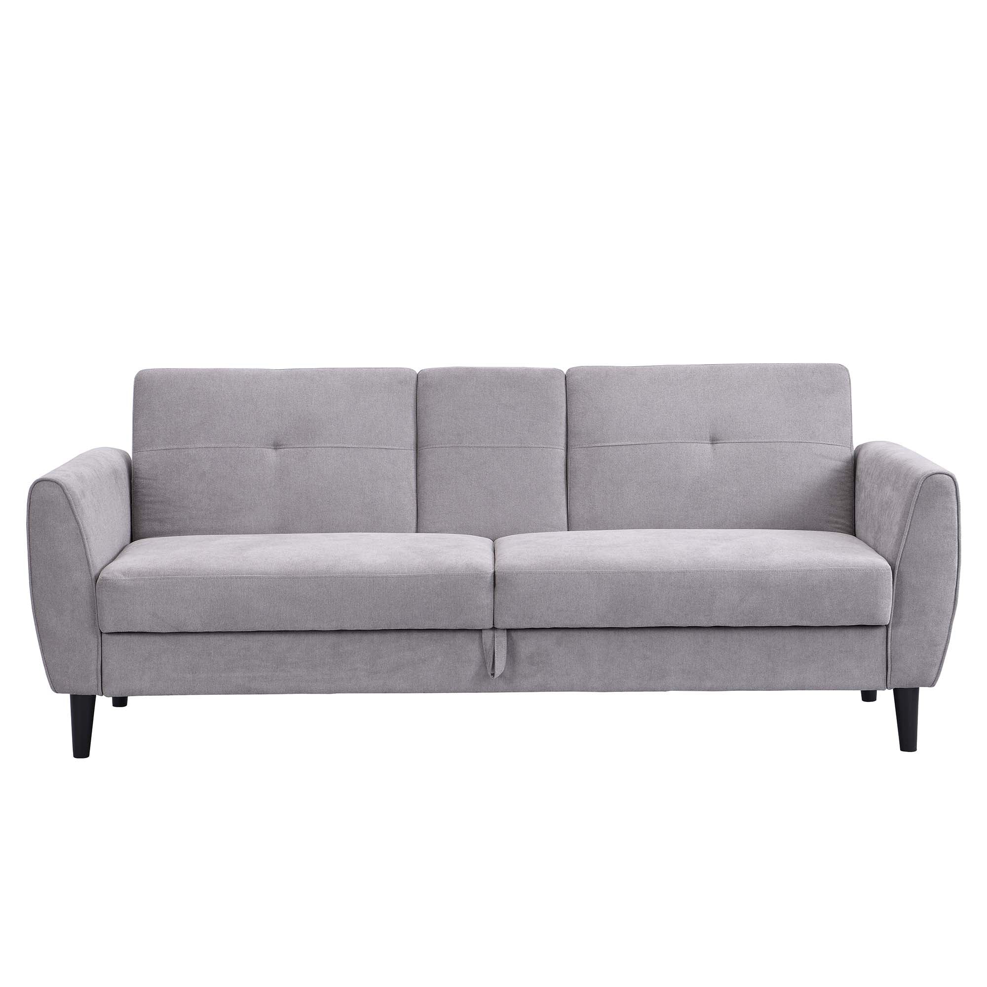 Latimer Light Grey Brushed Fabric 3-Seater Storage Sofa Bed - Image 5