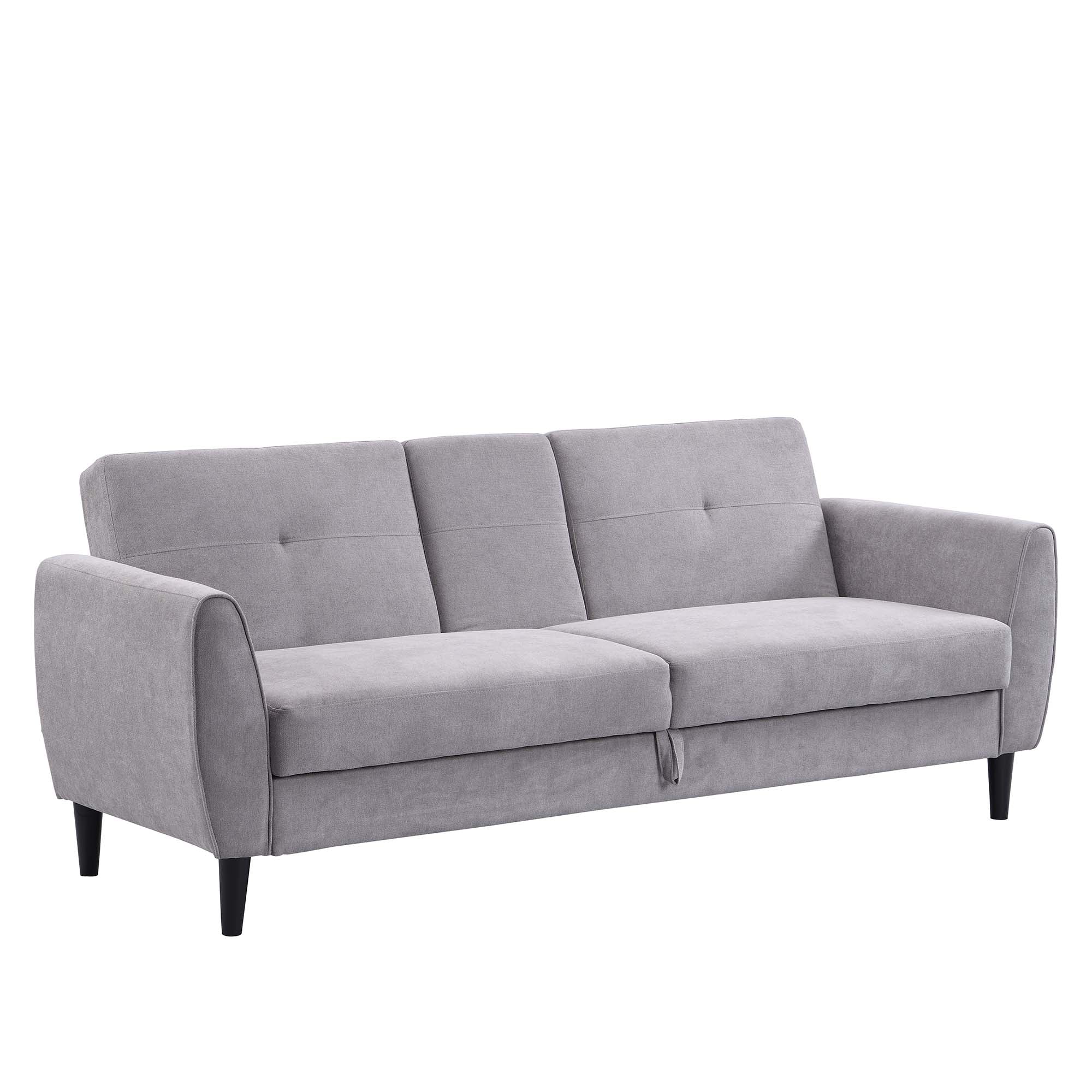 Latimer Light Grey Brushed Fabric 3-Seater Storage Sofa Bed - Image 6
