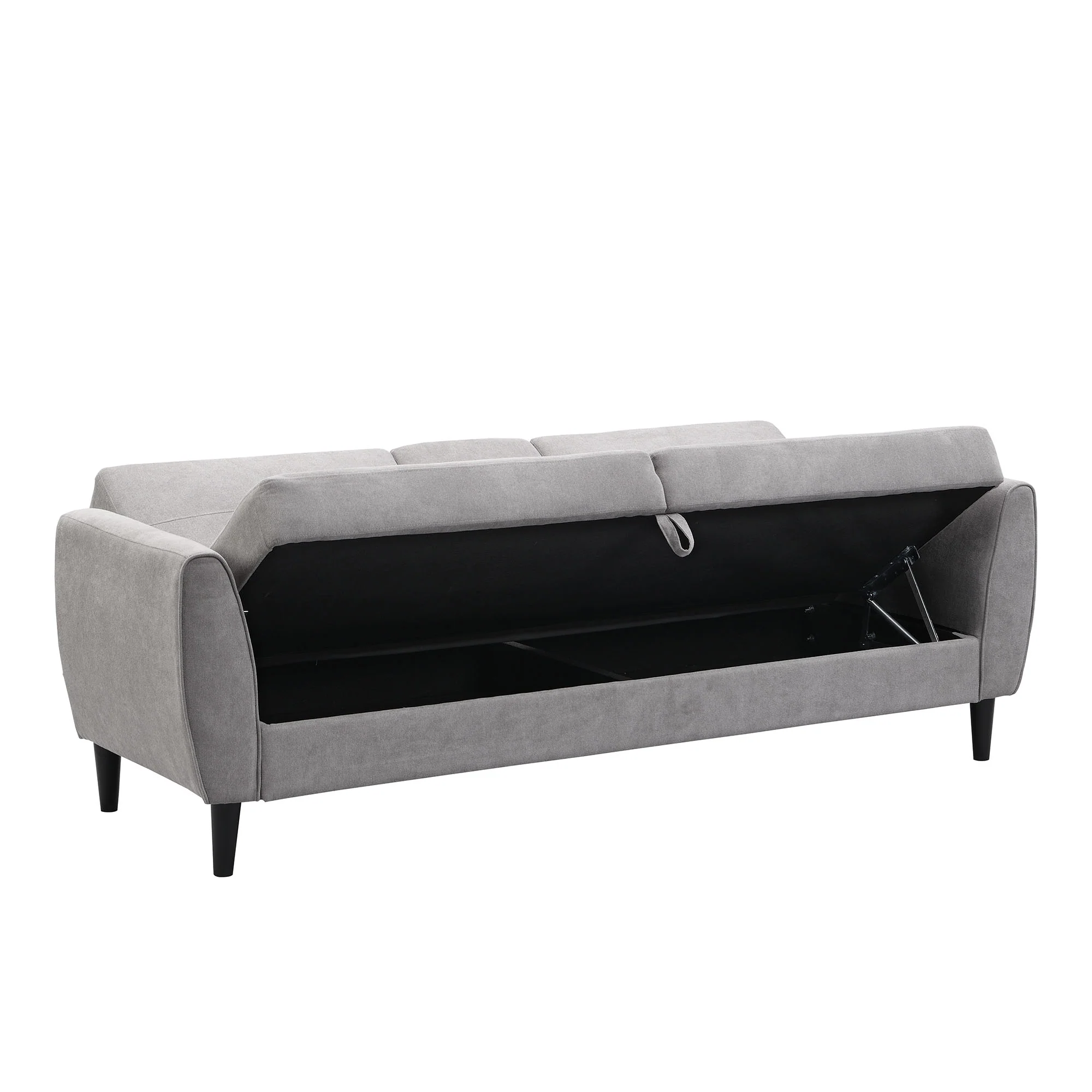 Latimer Light Grey Brushed Fabric 3-Seater Storage Sofa Bed - Image 8