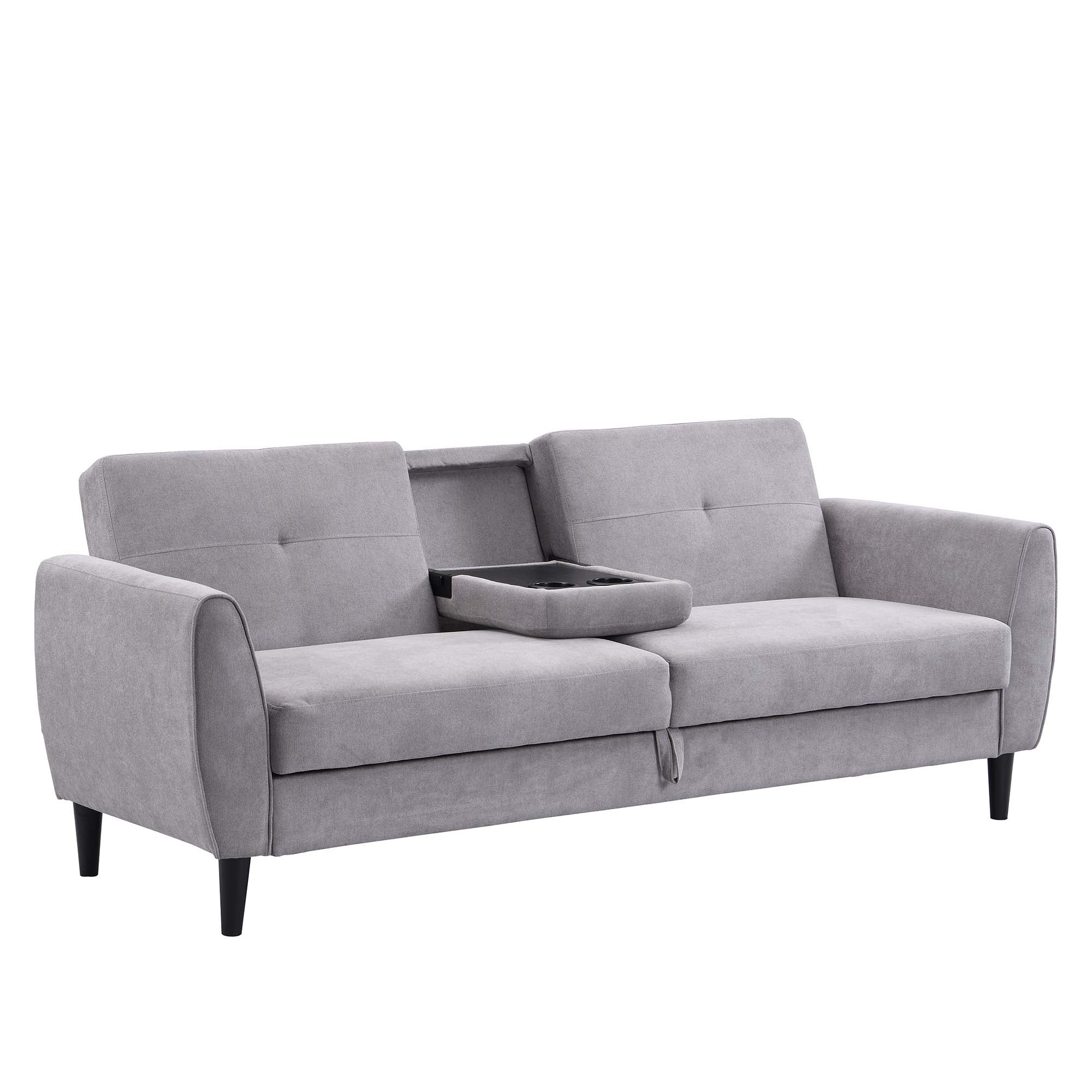 Latimer Light Grey Brushed Fabric 3-Seater Storage Sofa Bed - Image 9
