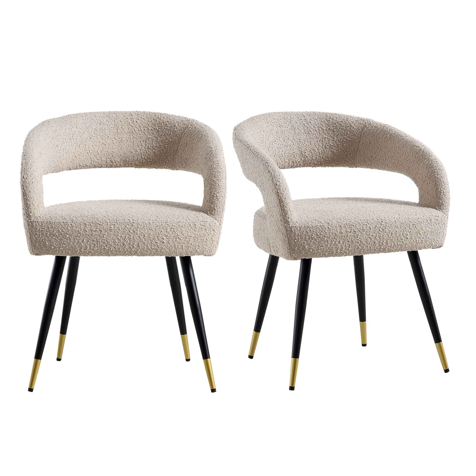 Laurel Wave Taupe Boucle Set of 2 Dining Chairs - Image 3
