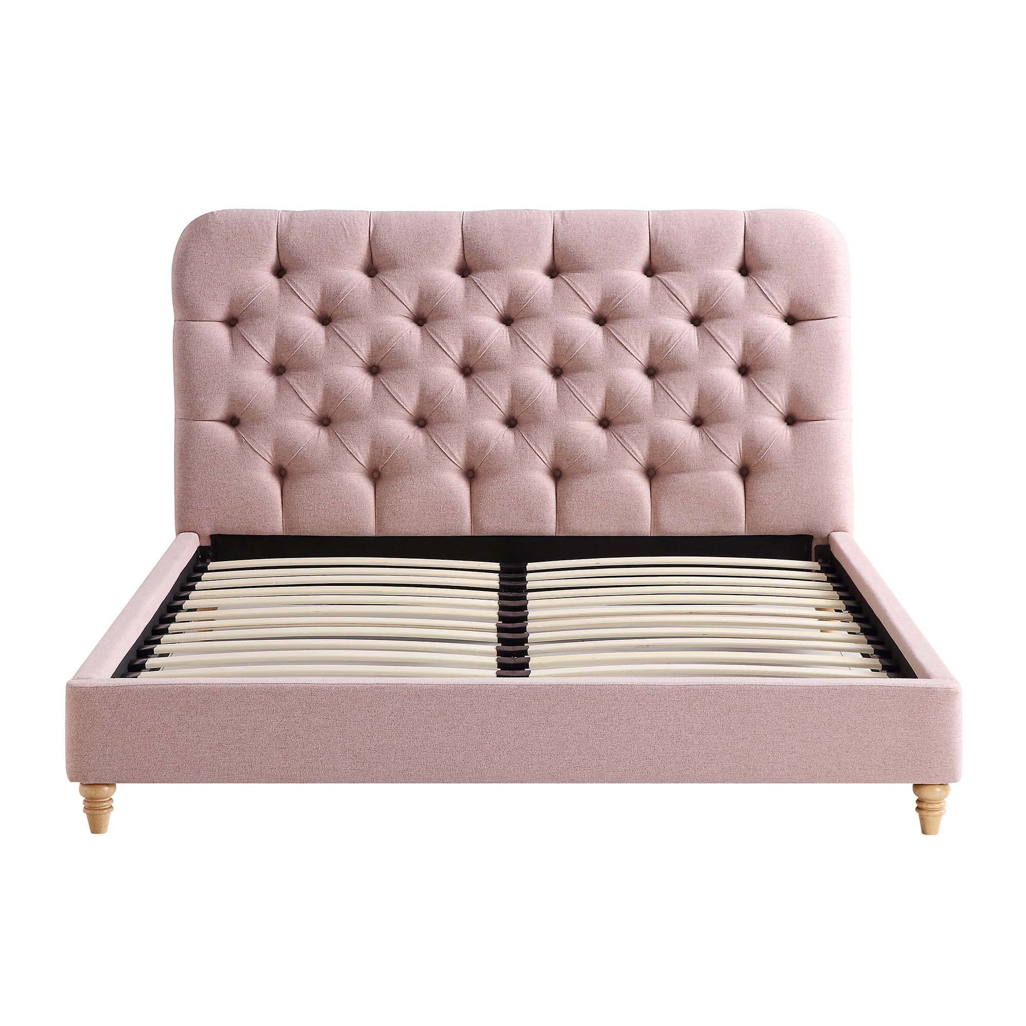 Leamington Deep-Buttoned Upholstered Bed, Rosewater Pink Fabric - Image 4