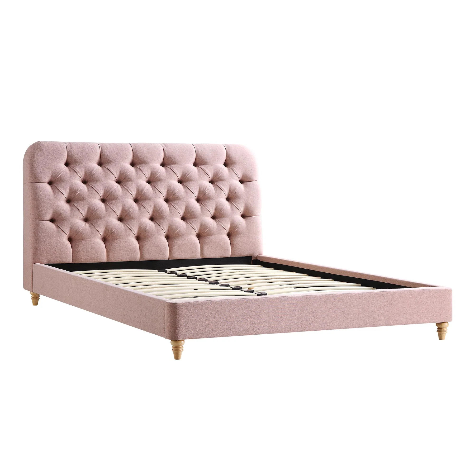 Leamington Deep-Buttoned Upholstered Bed, Rosewater Pink Fabric - Image 5
