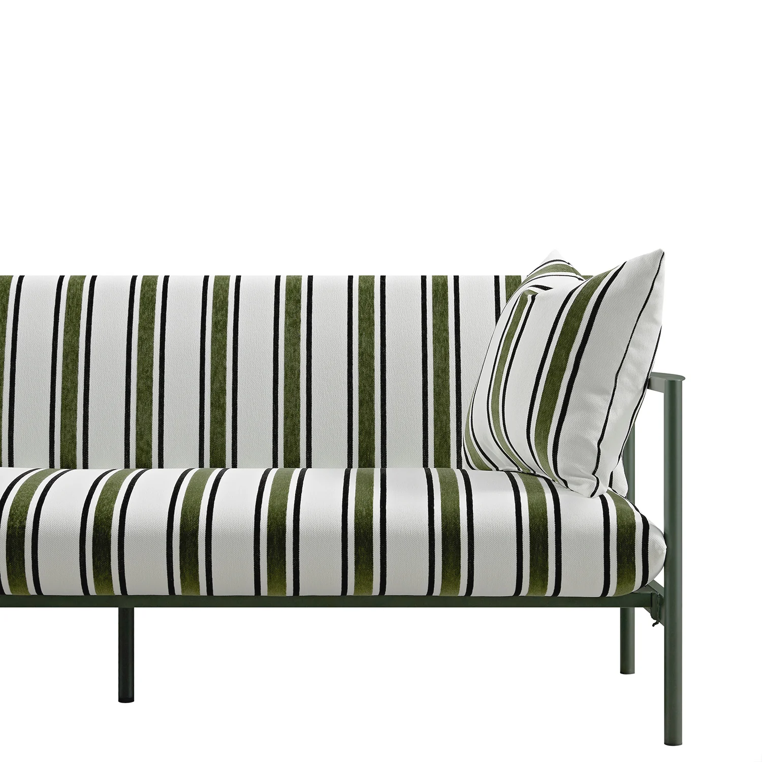 Linea Three Seater Sofa Bed, Forest Green Striped Chenille - Image 11